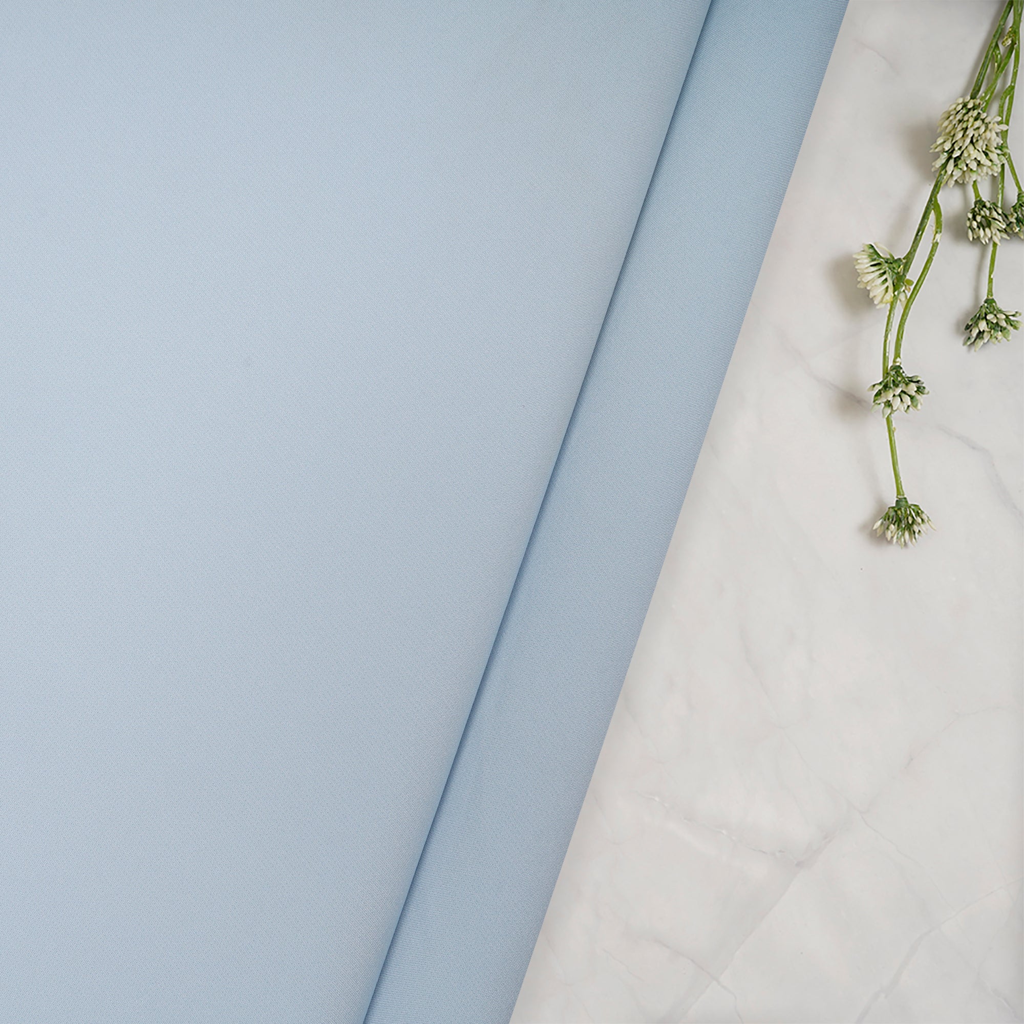 Pastel Blue Solid Dyed Imported Banana Crepe Fabric (60" Width)