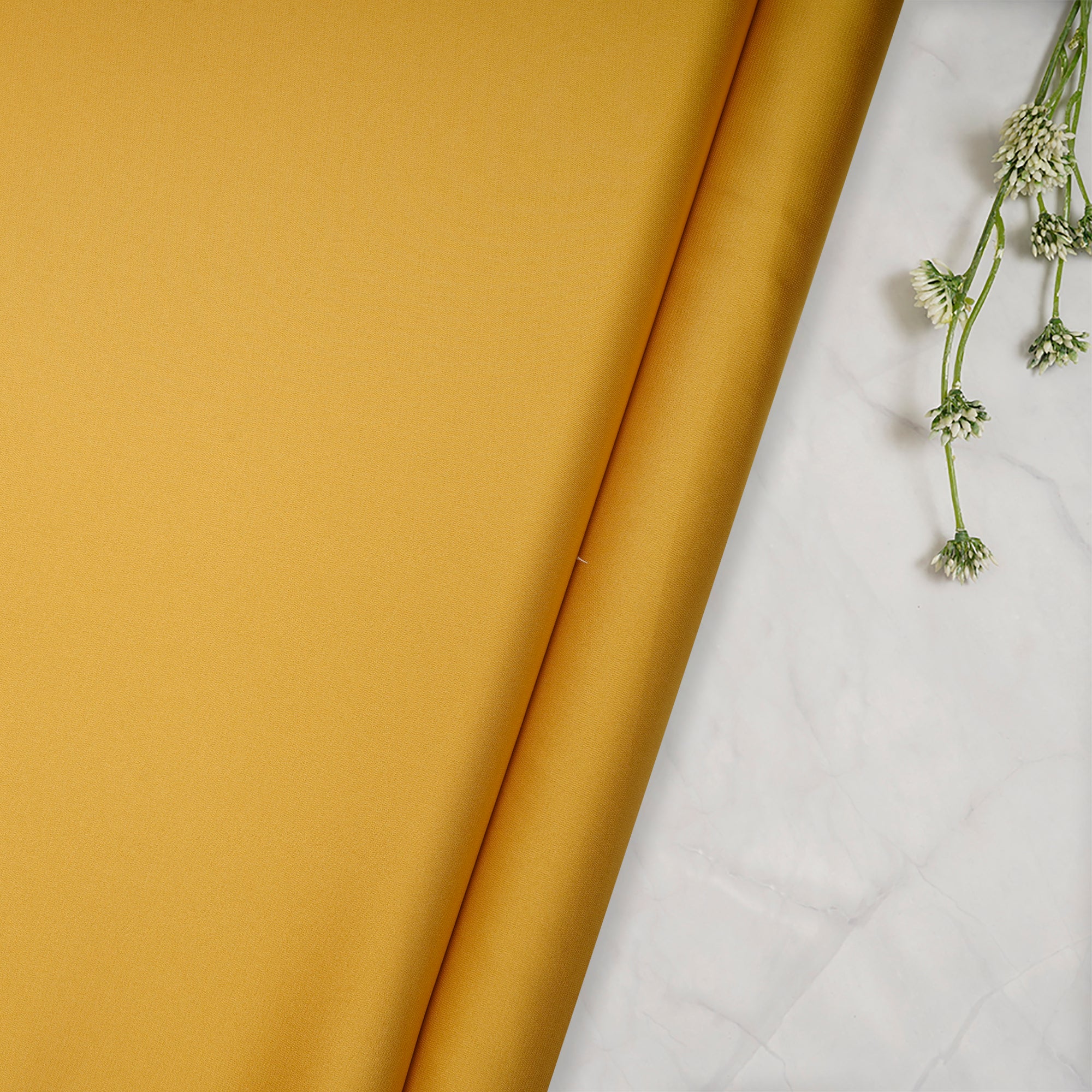 Mustard Solid Dyed Imported Armani Satin Fabric (60" Width)