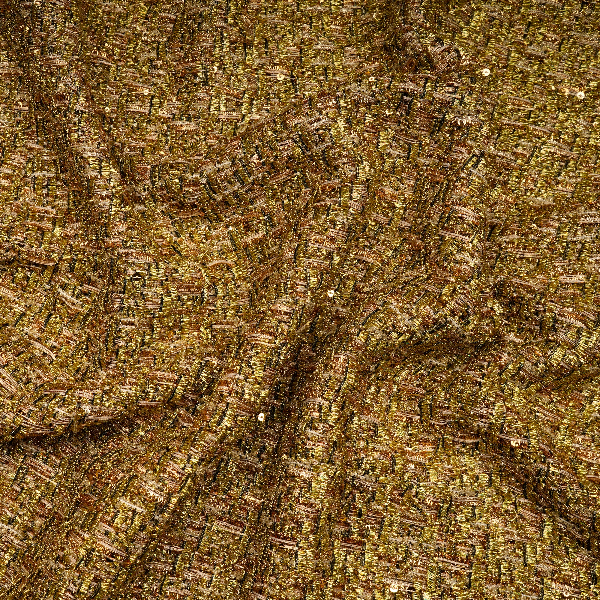 Gold Premium Shimmer Metallic Tweed Fabric (60" Width)