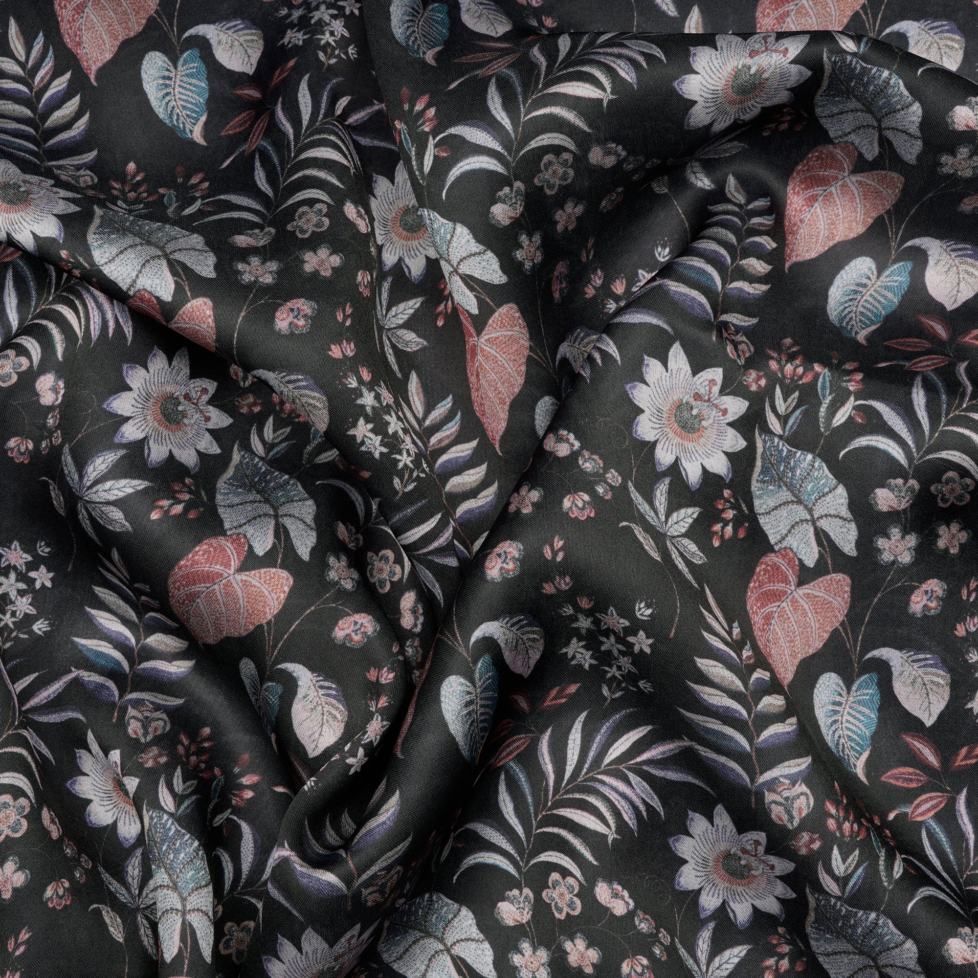 Multi Color Floral Pattern Digital Printed Georgette Satin Fabric