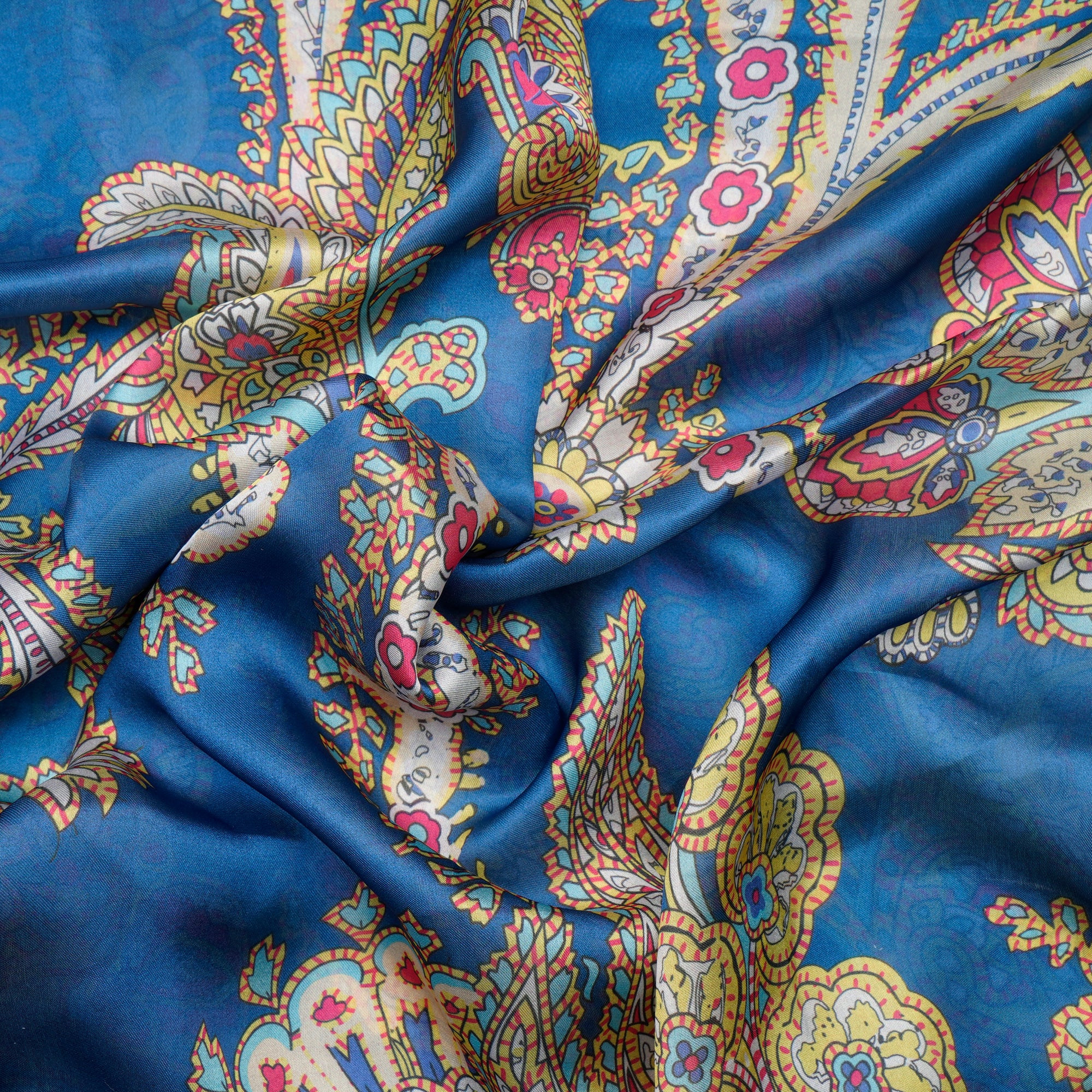 Multi Color Floral Pattern Digital Printed Georgette Satin Fabric