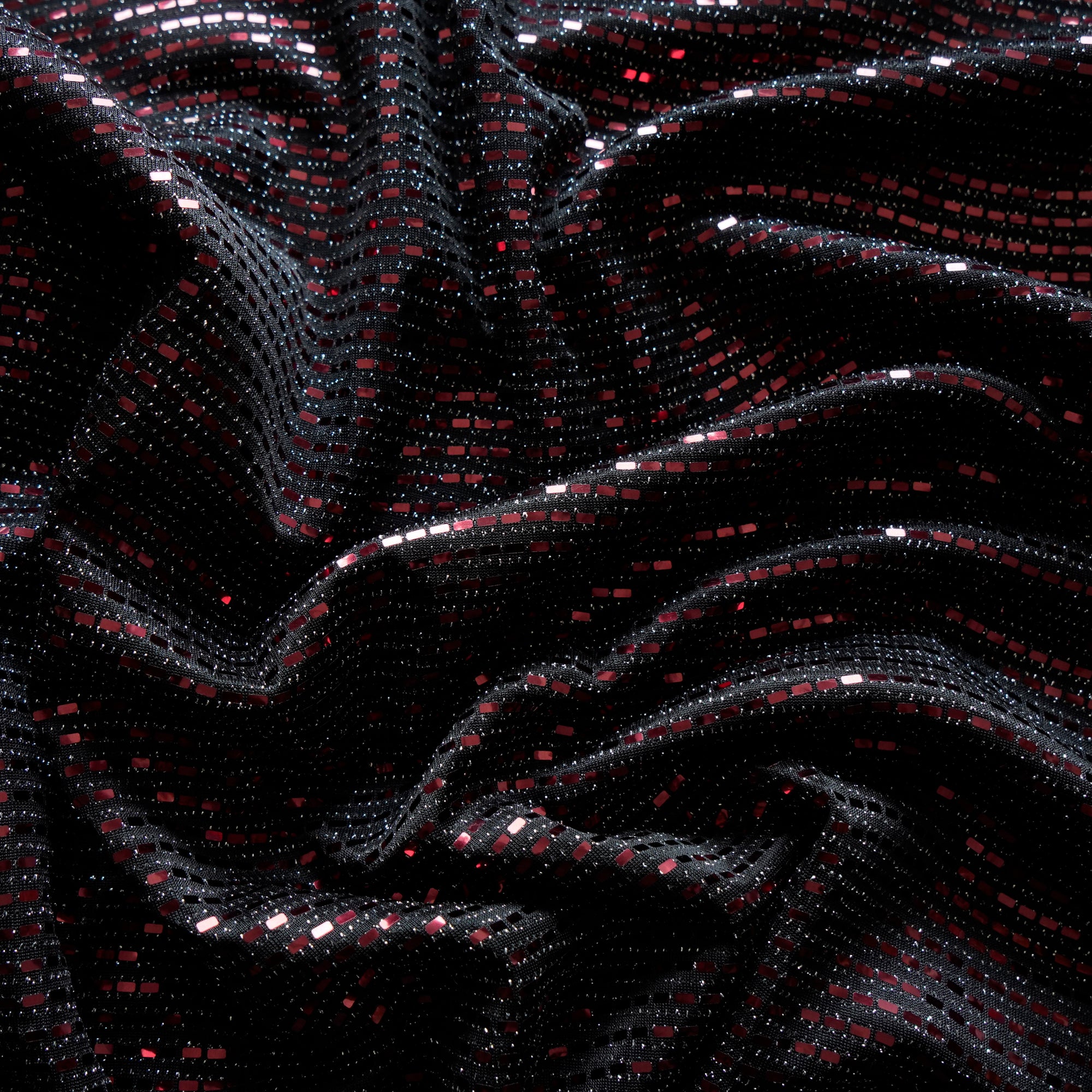 Maroon Geometric Pattern Imported Fancy Glitter Foil Fabric