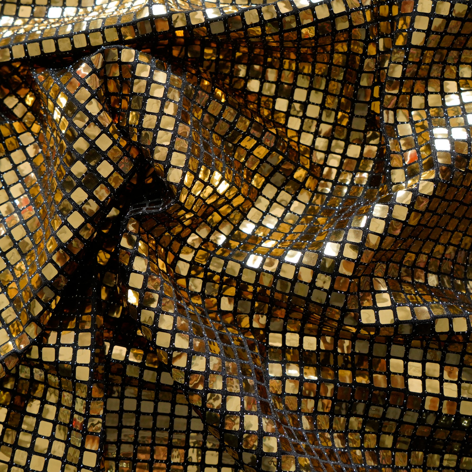 Gold Geometric Pattern Imported Fancy Glitter Foil Fabric