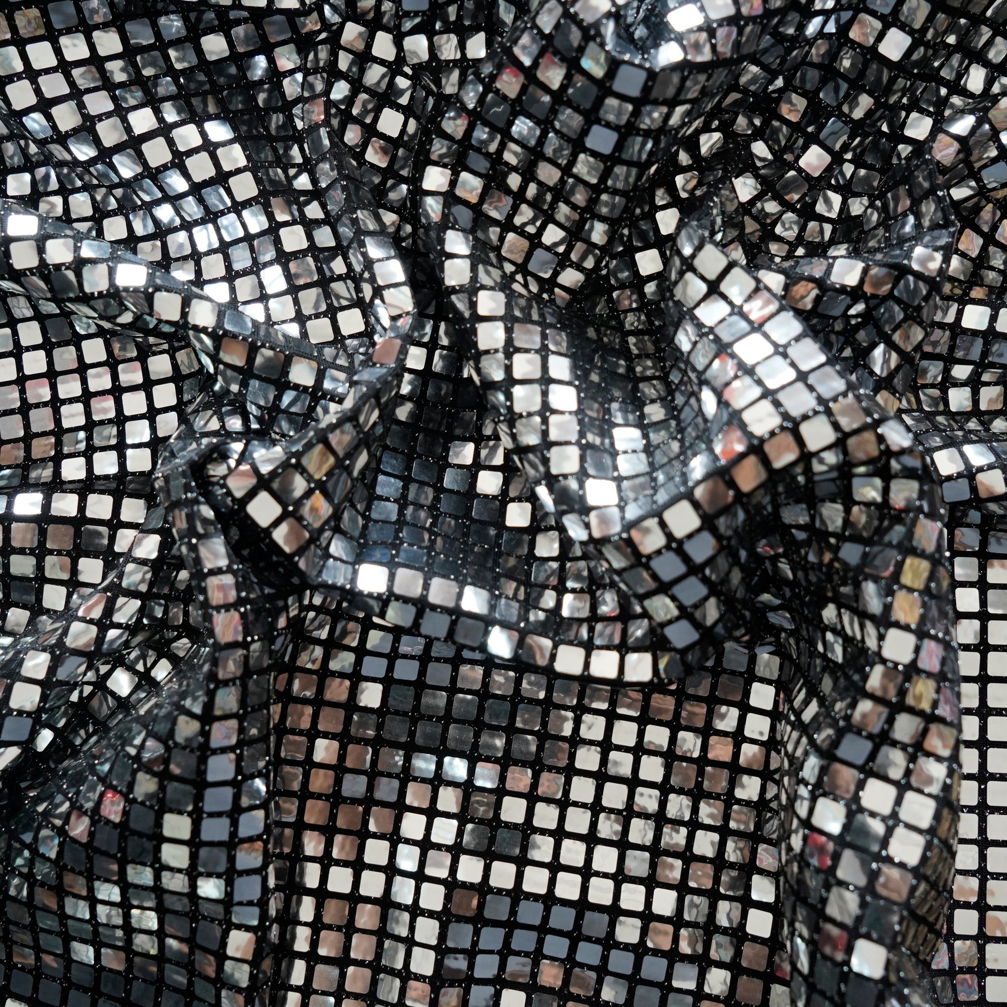 Silver Geometric Pattern Imported Fancy Glitter Foil Fabric