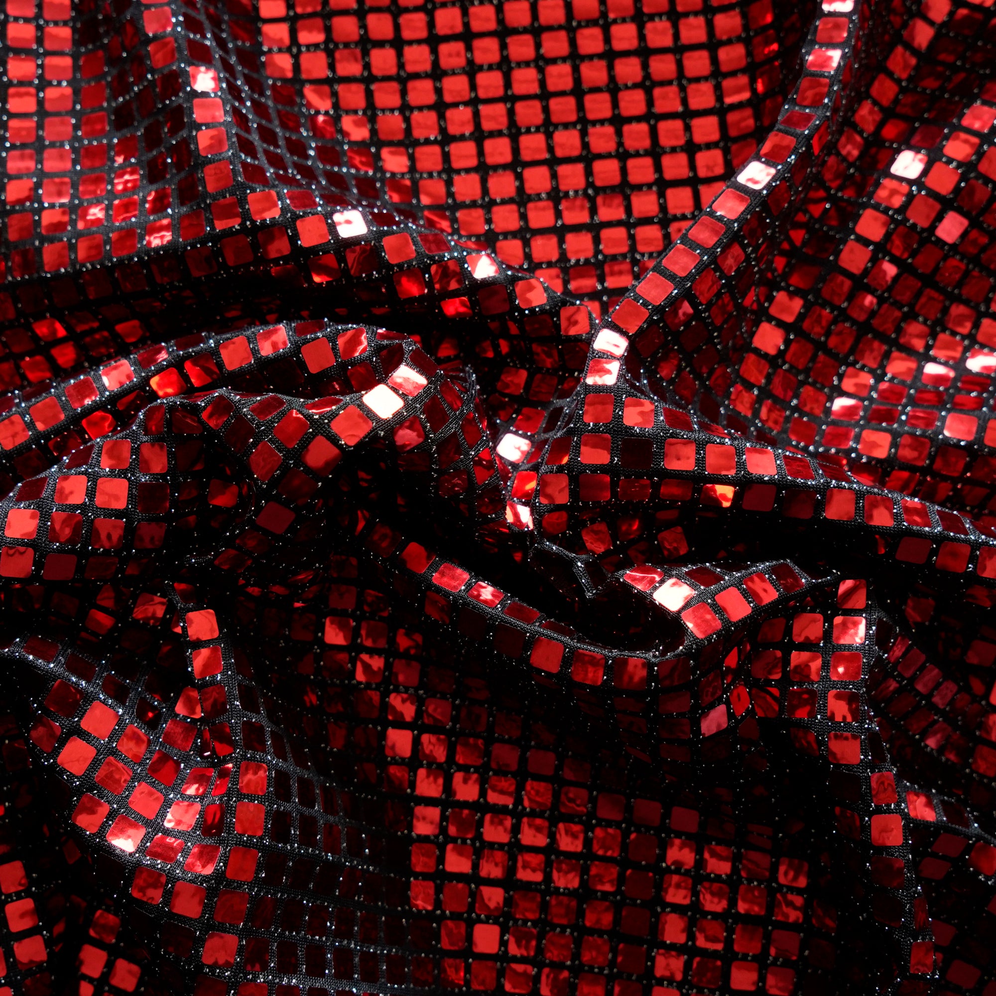 Red Geometric Pattern Imported Fancy Glitter Foil Fabric