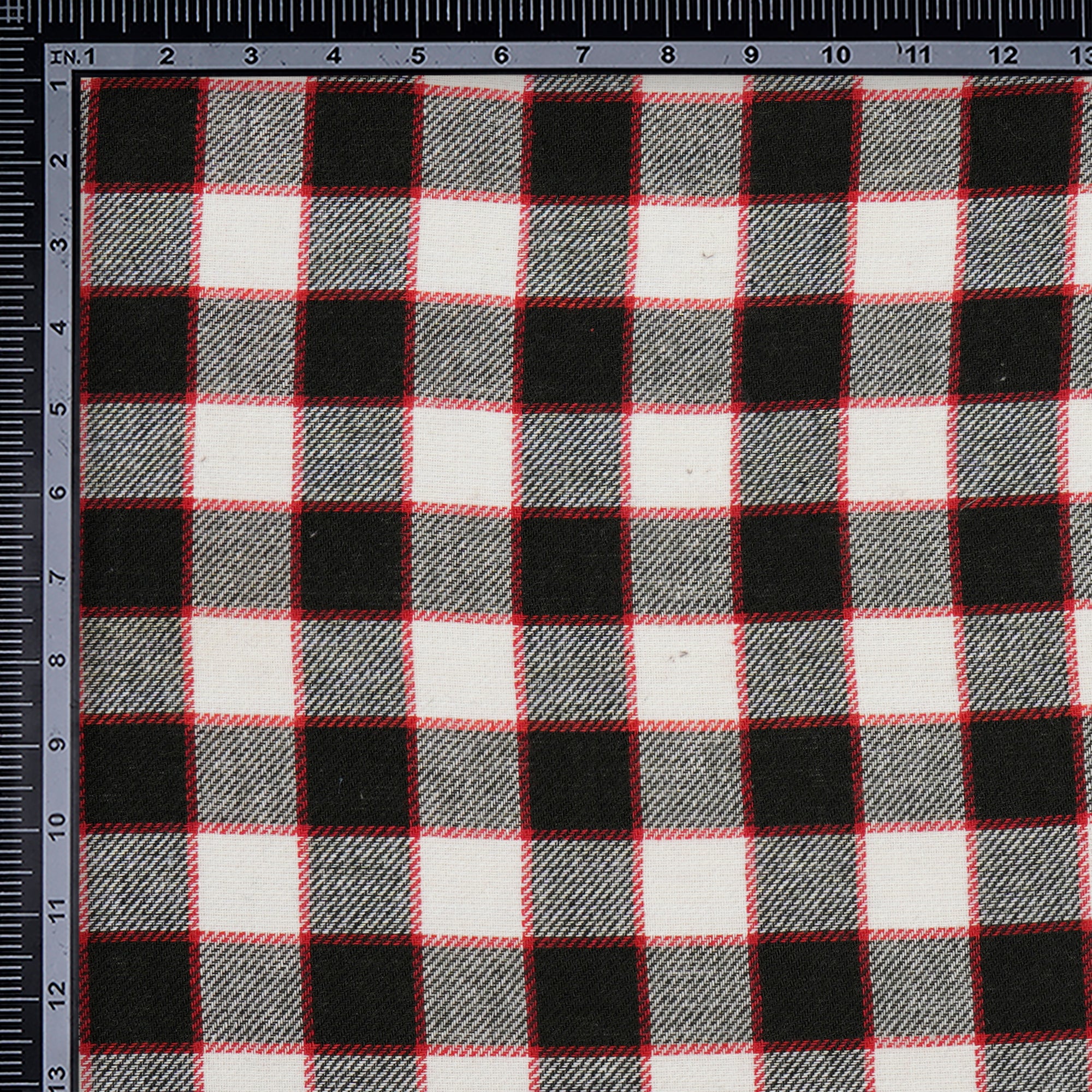Black-White Yarn Dyed Cotton Twill Check Fabric (54" Width)