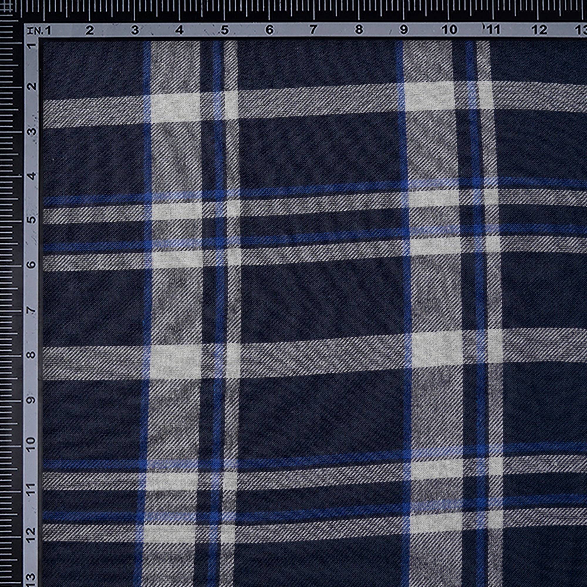Blue-Grey Yarn Dyed Cotton Twill Check Fabric (54" Width)