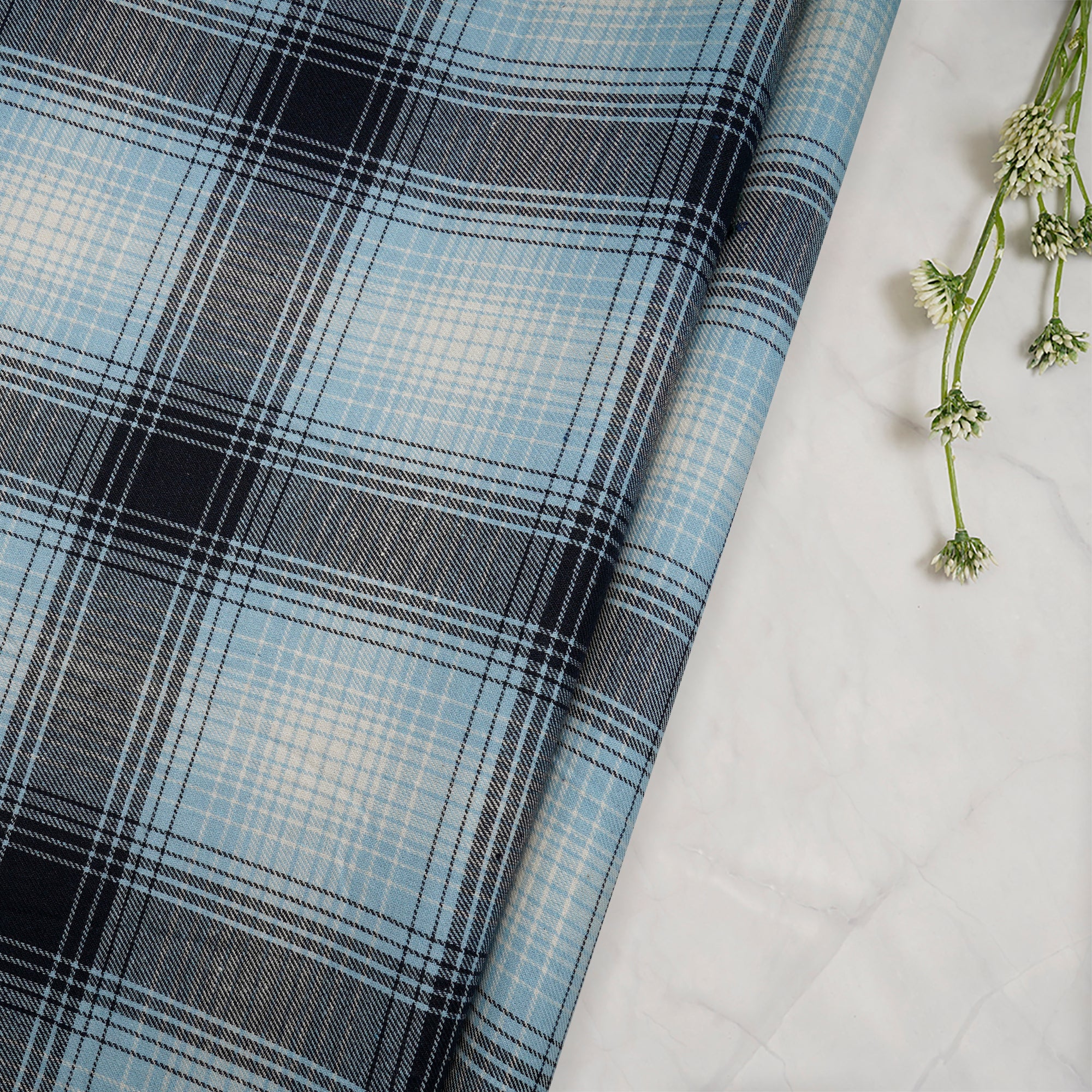 Yarn Dyed Cotton Twill Check Fabric (54" Width)