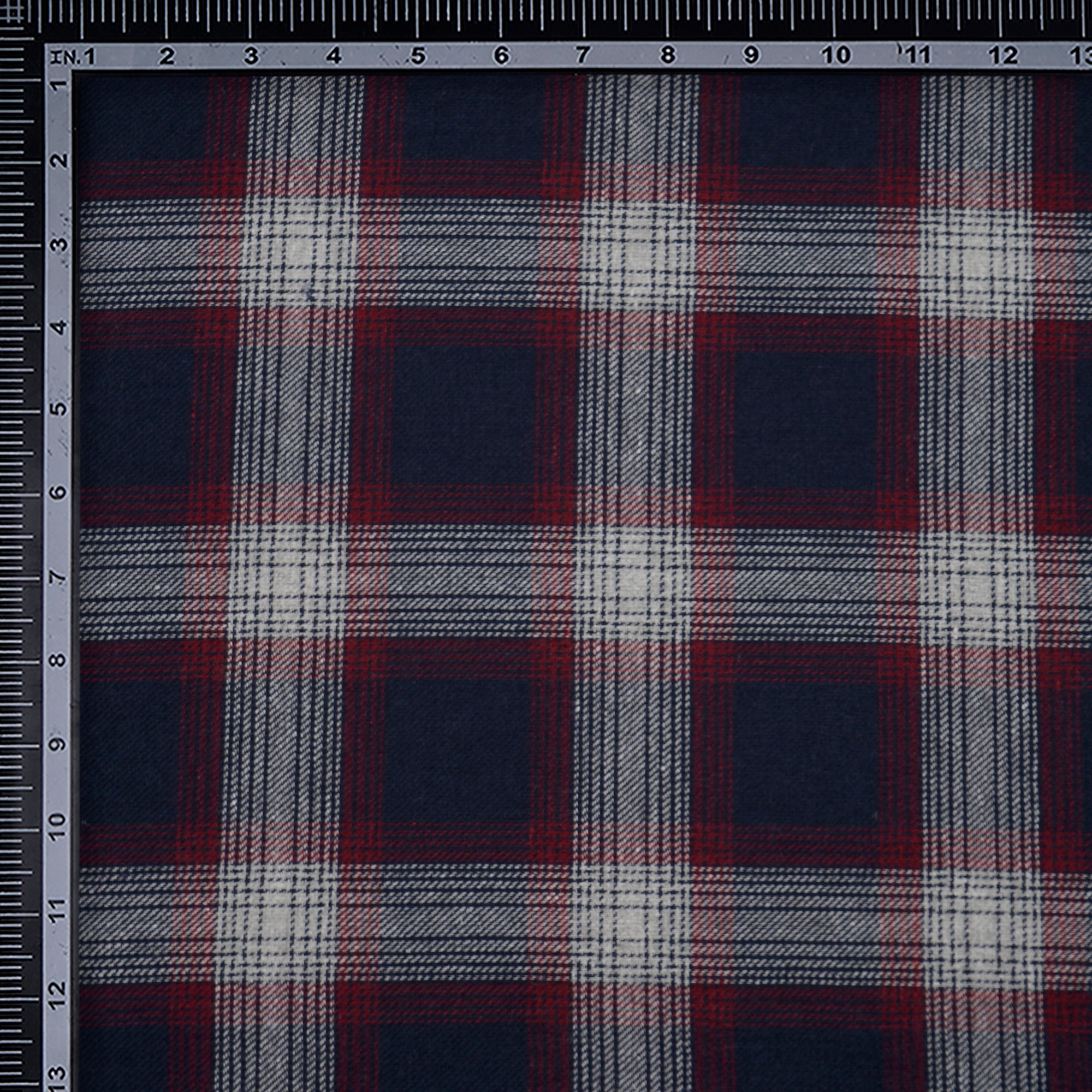 Blue-Red Yarn Dyed Cotton Twill Check Fabric (54" Width)