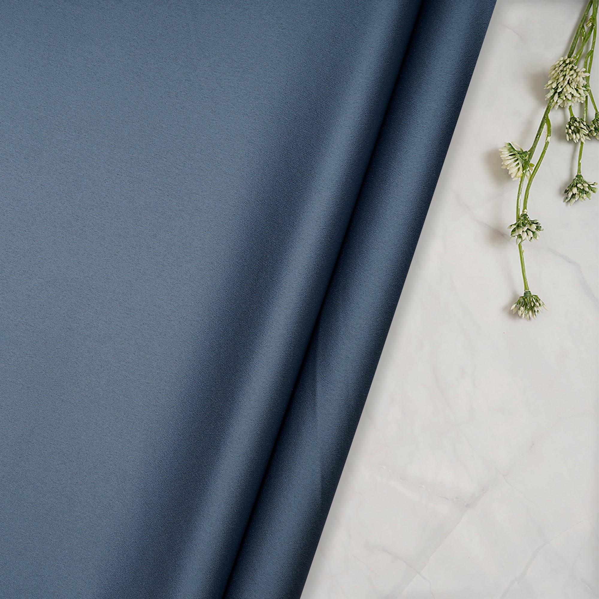 Mallard Blue Solid Dyed Imported Versace Crepe Fabric (60" Width)