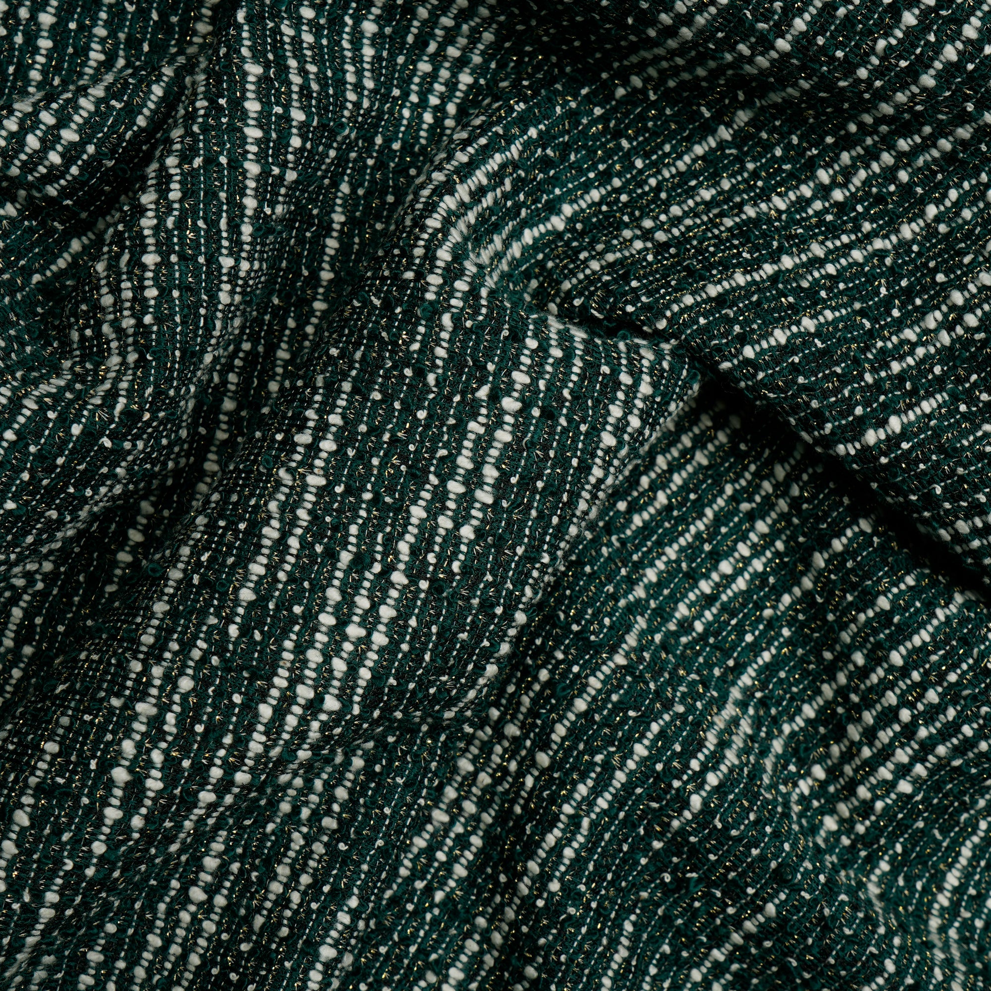 Green-White Premium Shimmer Imported Stretch Tweed Fabric (60" Width)