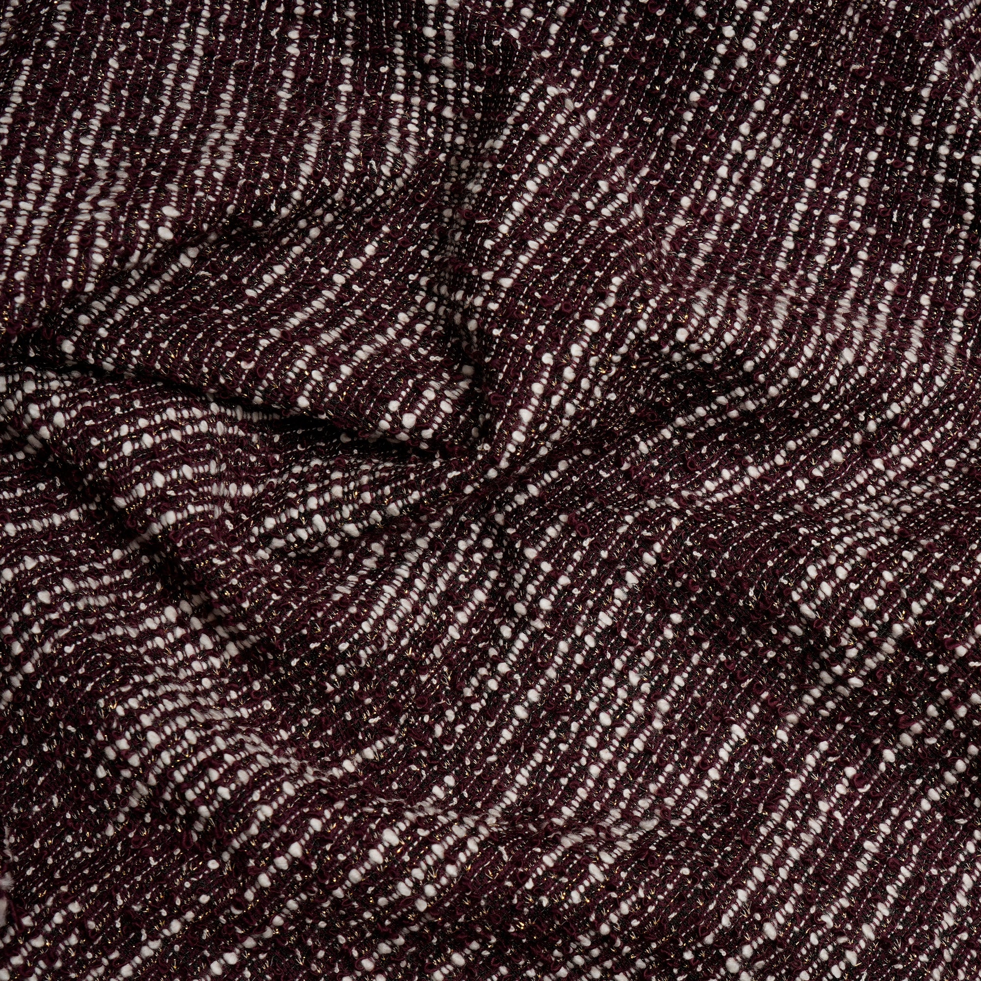 Maroon-White Premium Shimmer Imported Stretch Tweed Fabric (60" Width)