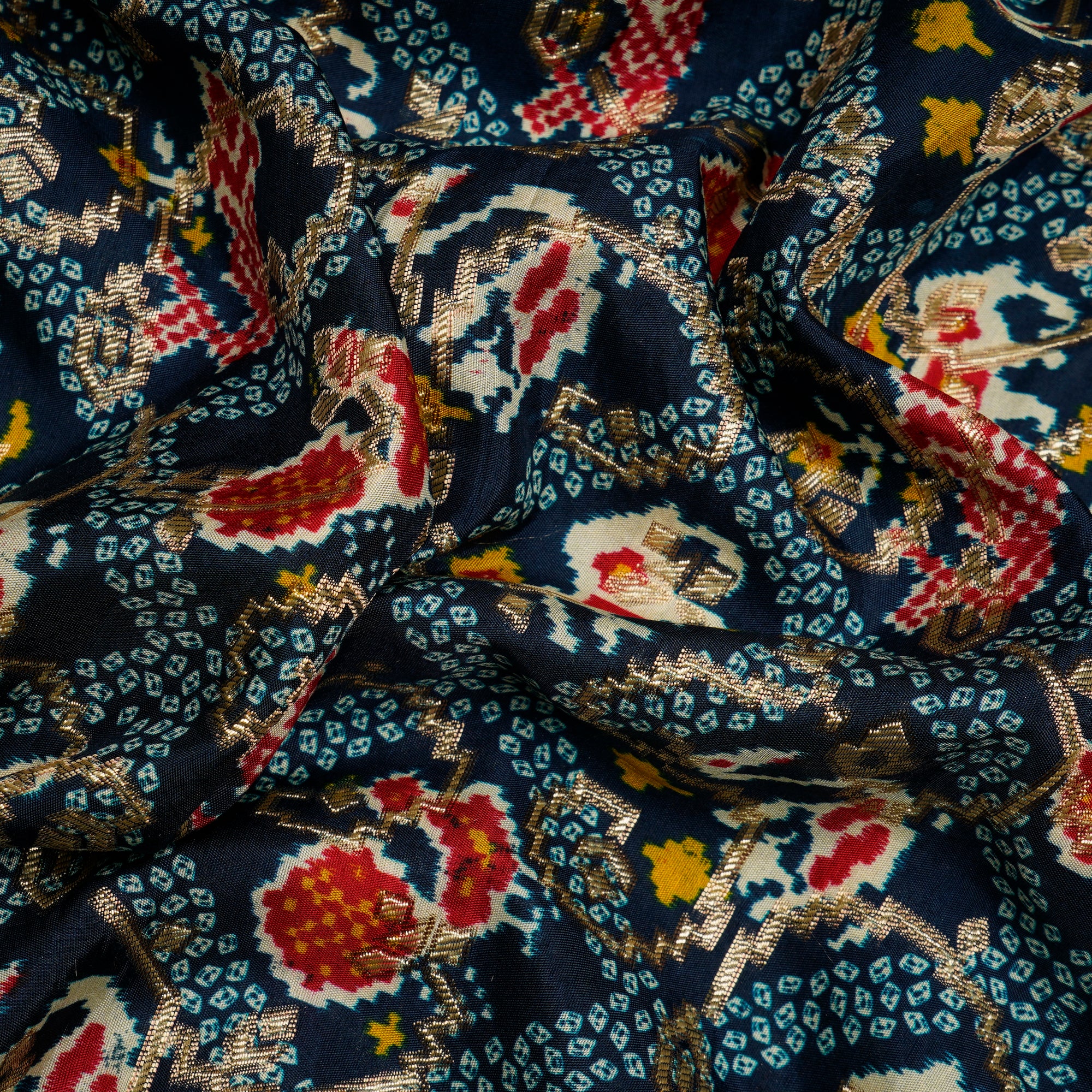 Multi Color Traditional Pattern Printed Fancy Banarasi Viscose Jacquard Fabric