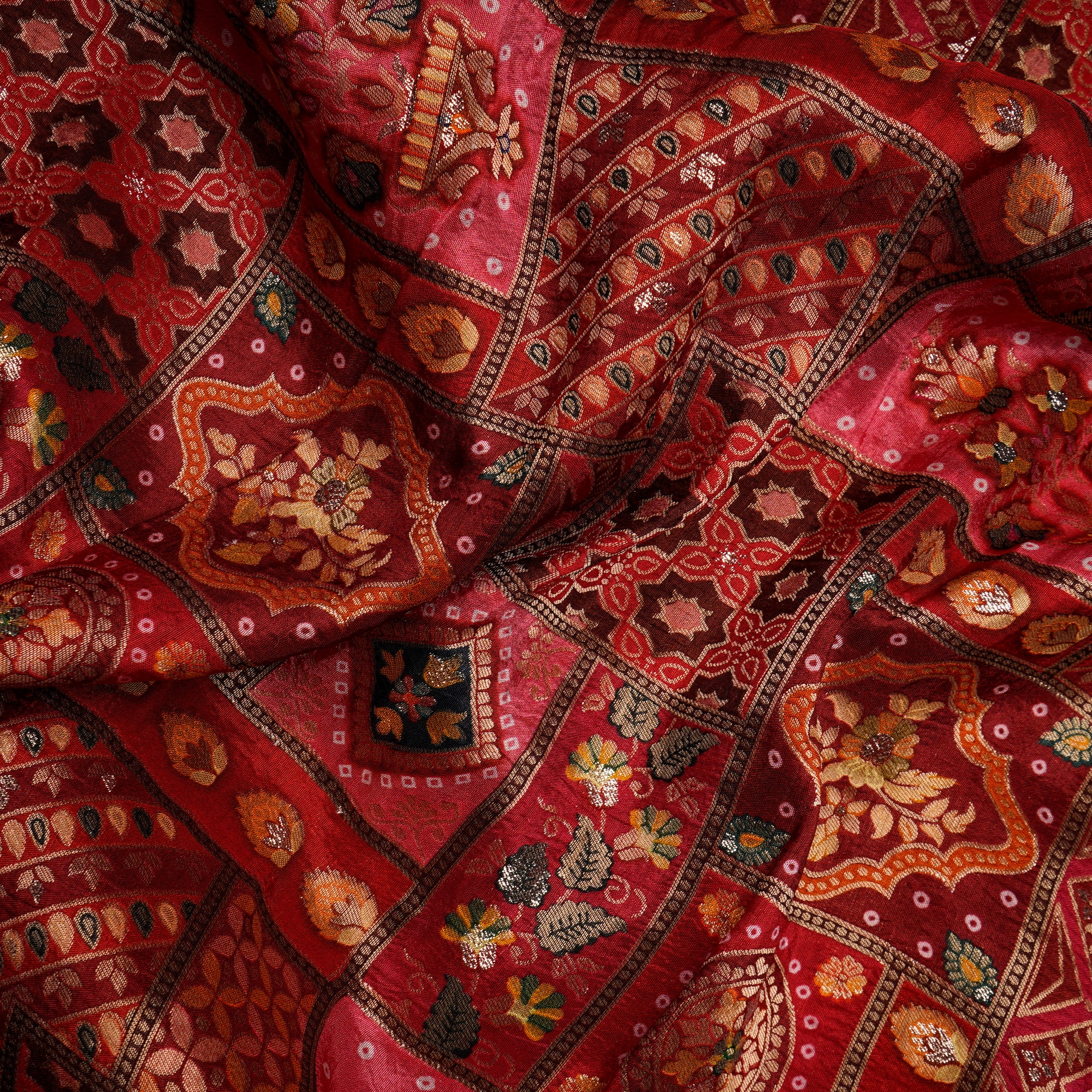 Multi Color Traditional Pattern Printed Fancy Banarasi Viscose Jacquard Fabric