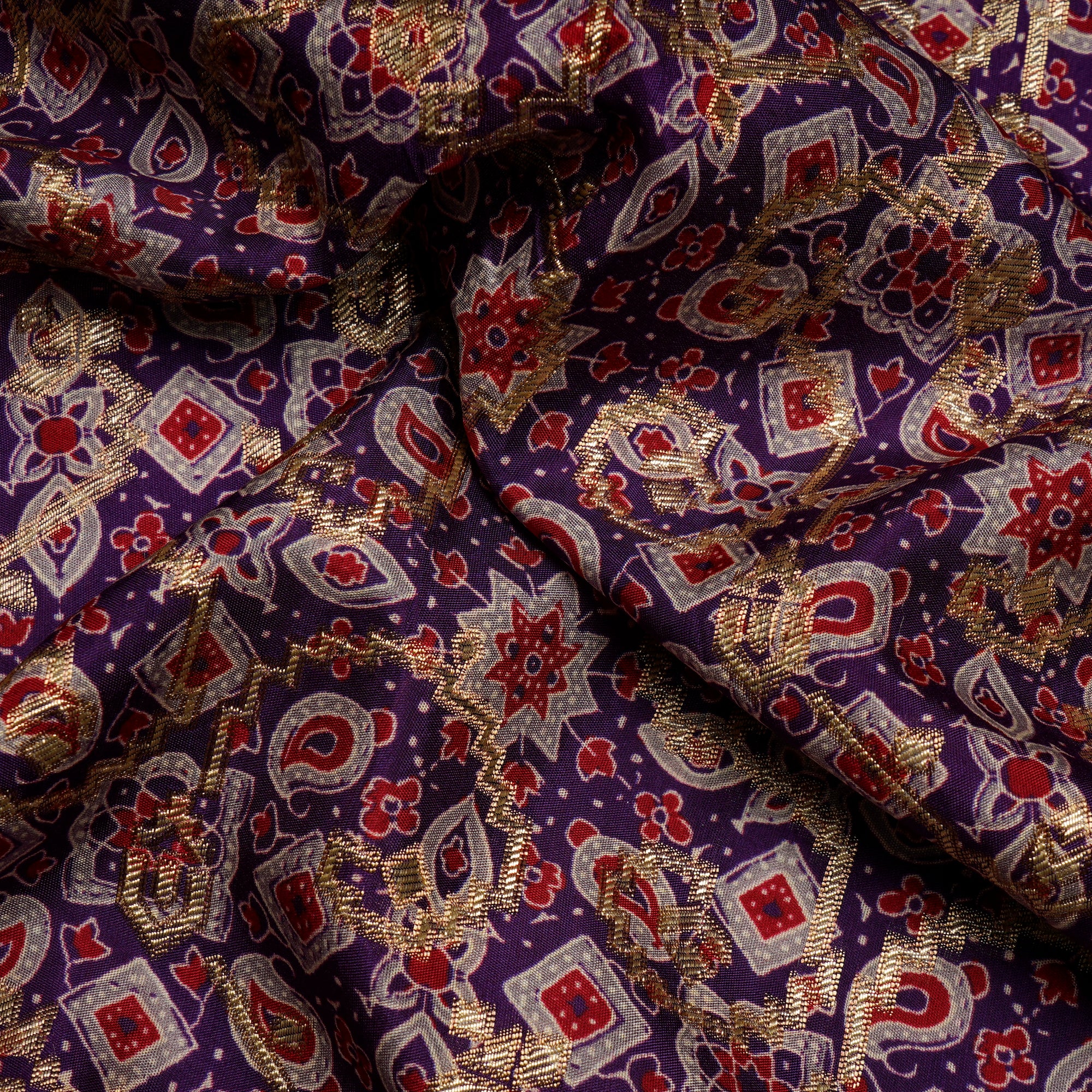 Multi Color Traditional Pattern Printed Fancy Banarasi Viscose Jacquard Fabric