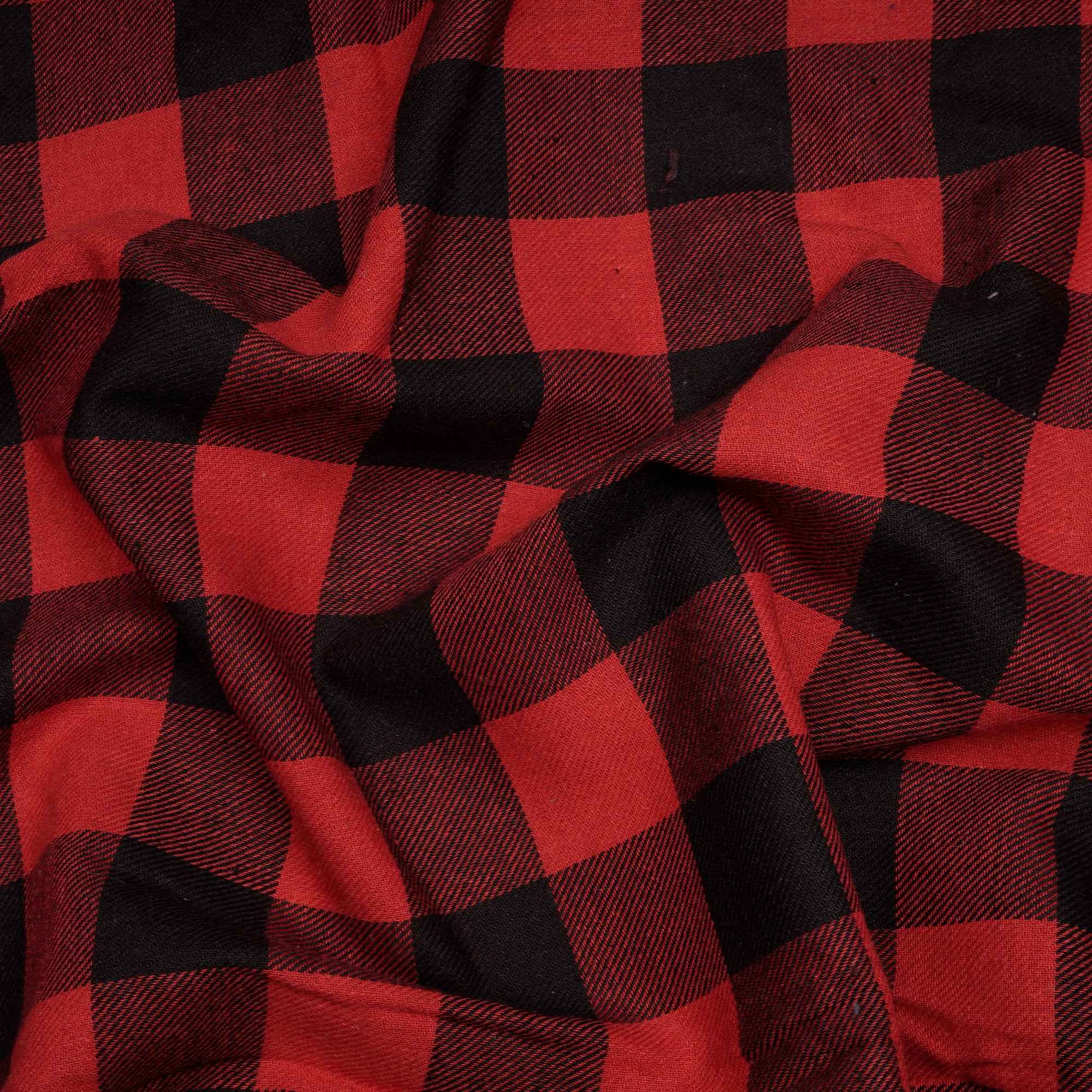 Red-Black Yarn Dyed Flannel Cotton Check Fabric