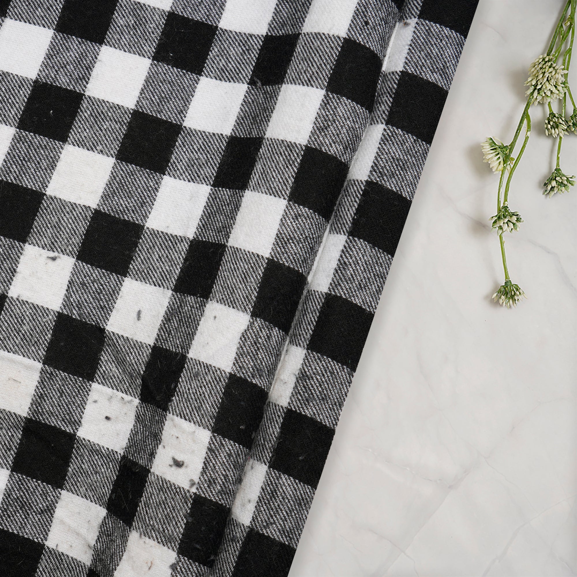 Cotton Check Black Flannel Fabric