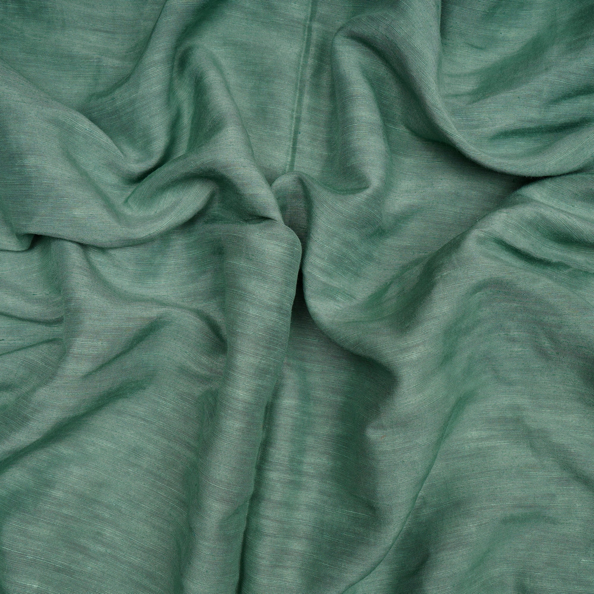 (Pre-Cut 1.25 Mtr)Green Color Piece Dyed Bemberg Linen Fabric