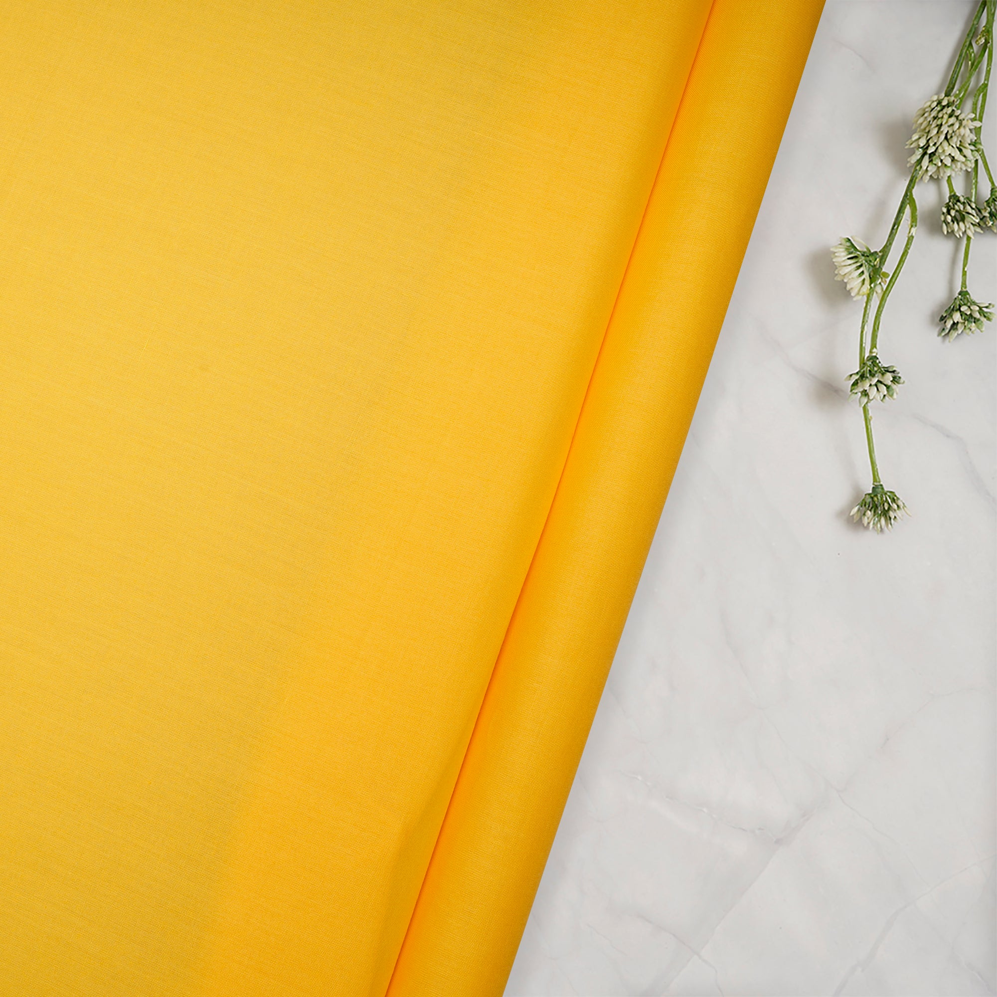 (Pre-Cut 1.30 Mtr) Yellow Plain Cotton Voile Fabric