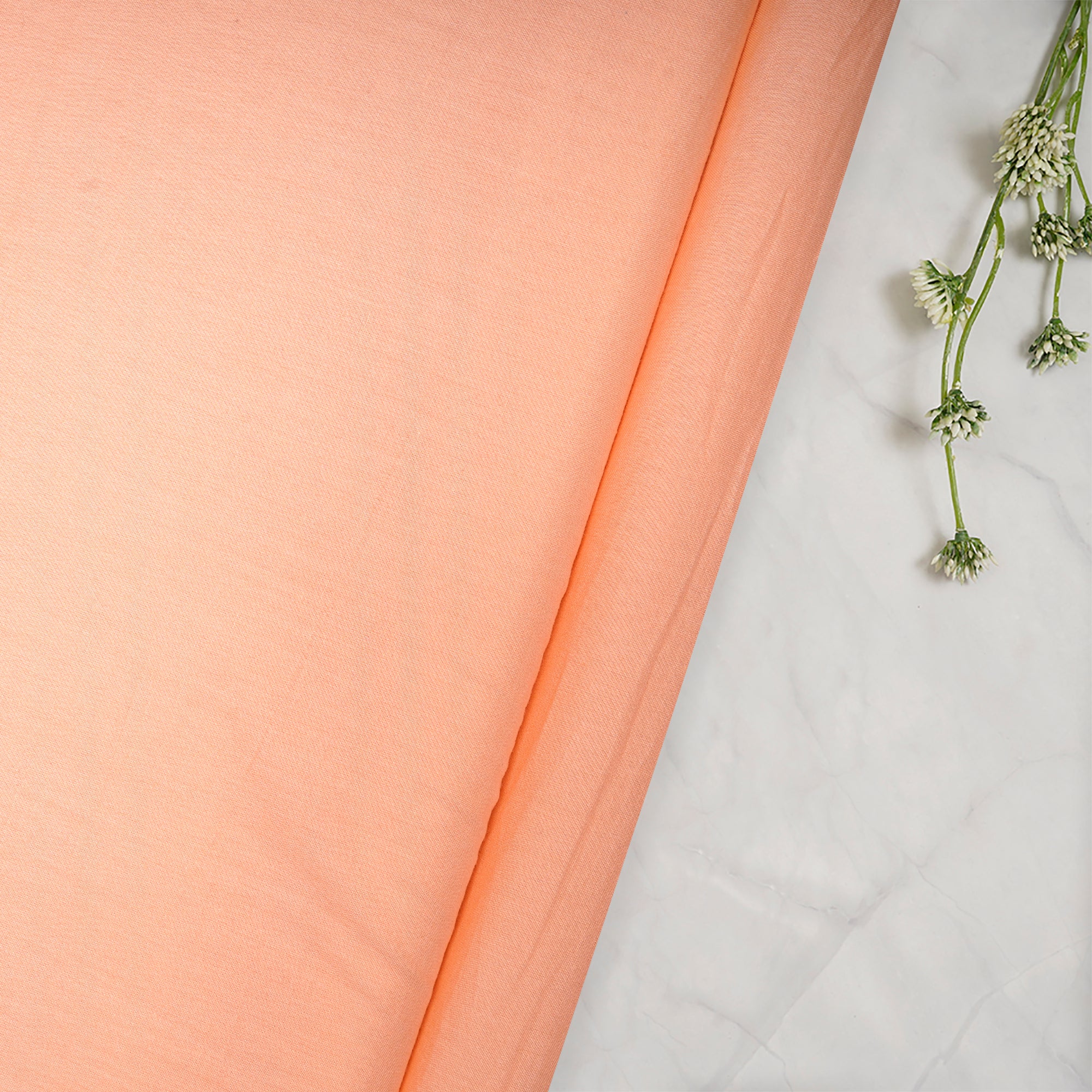(Pre-Cut 1.80 Mtr)Peach Plain Cotton Voile Fabric