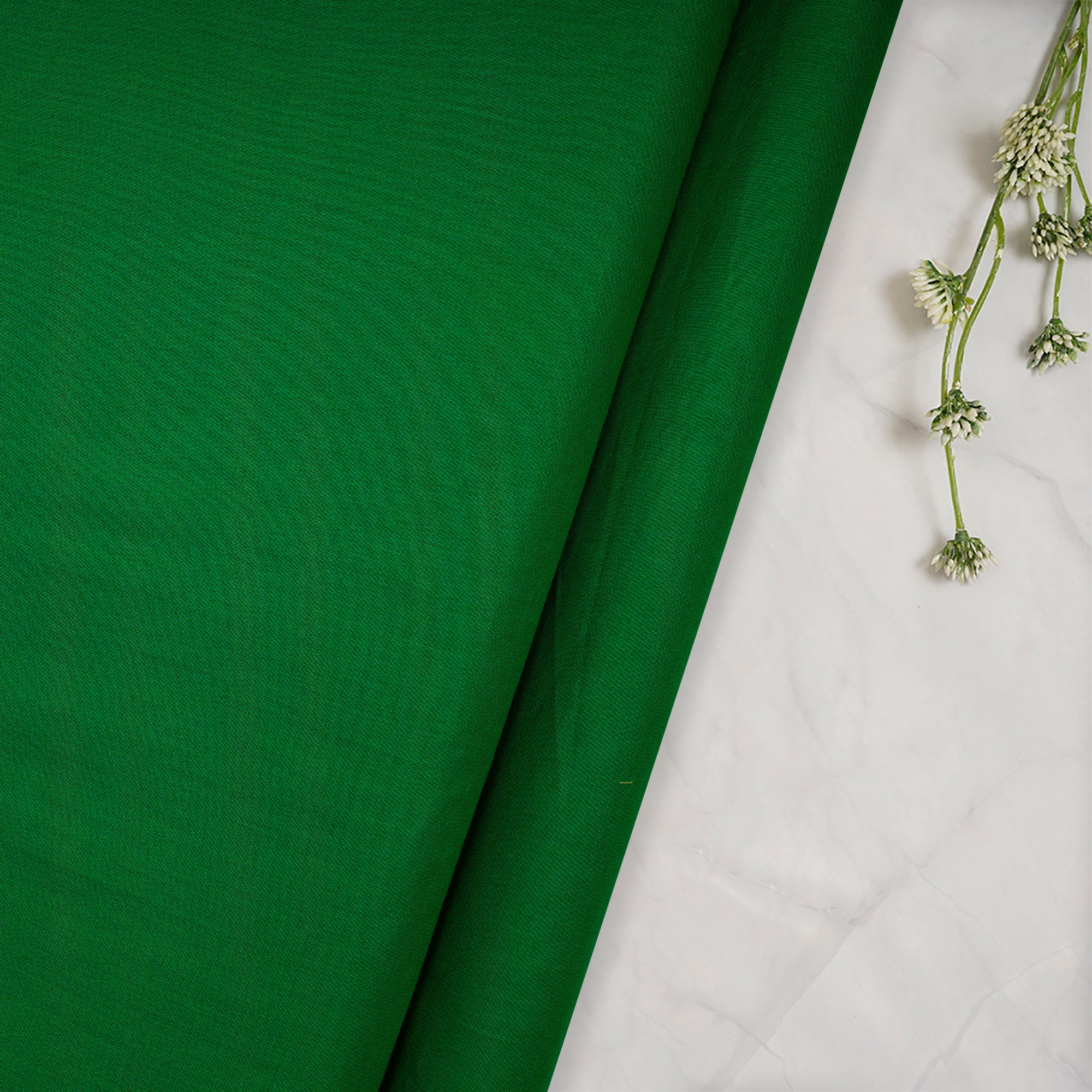 (Pre-Cut 2.55 Mtr)Green Piece Dyed Plain Cotton Voile Fabric