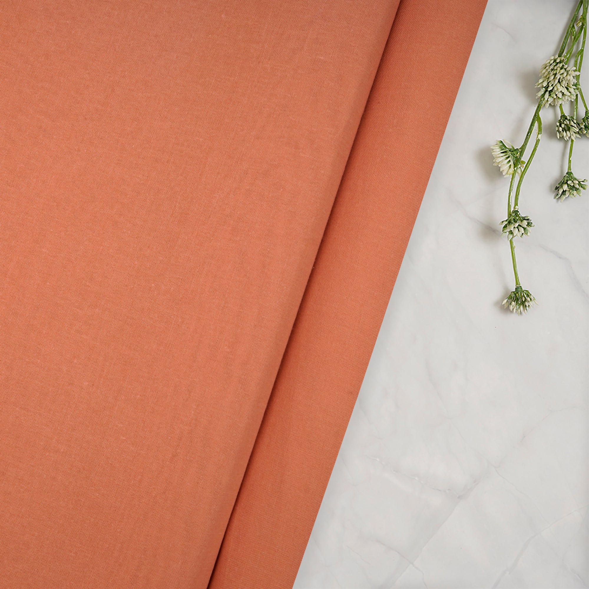 (Pre-Cut 2.30 Mtr)Peach Piece Dyed Plain Cotton Fabric