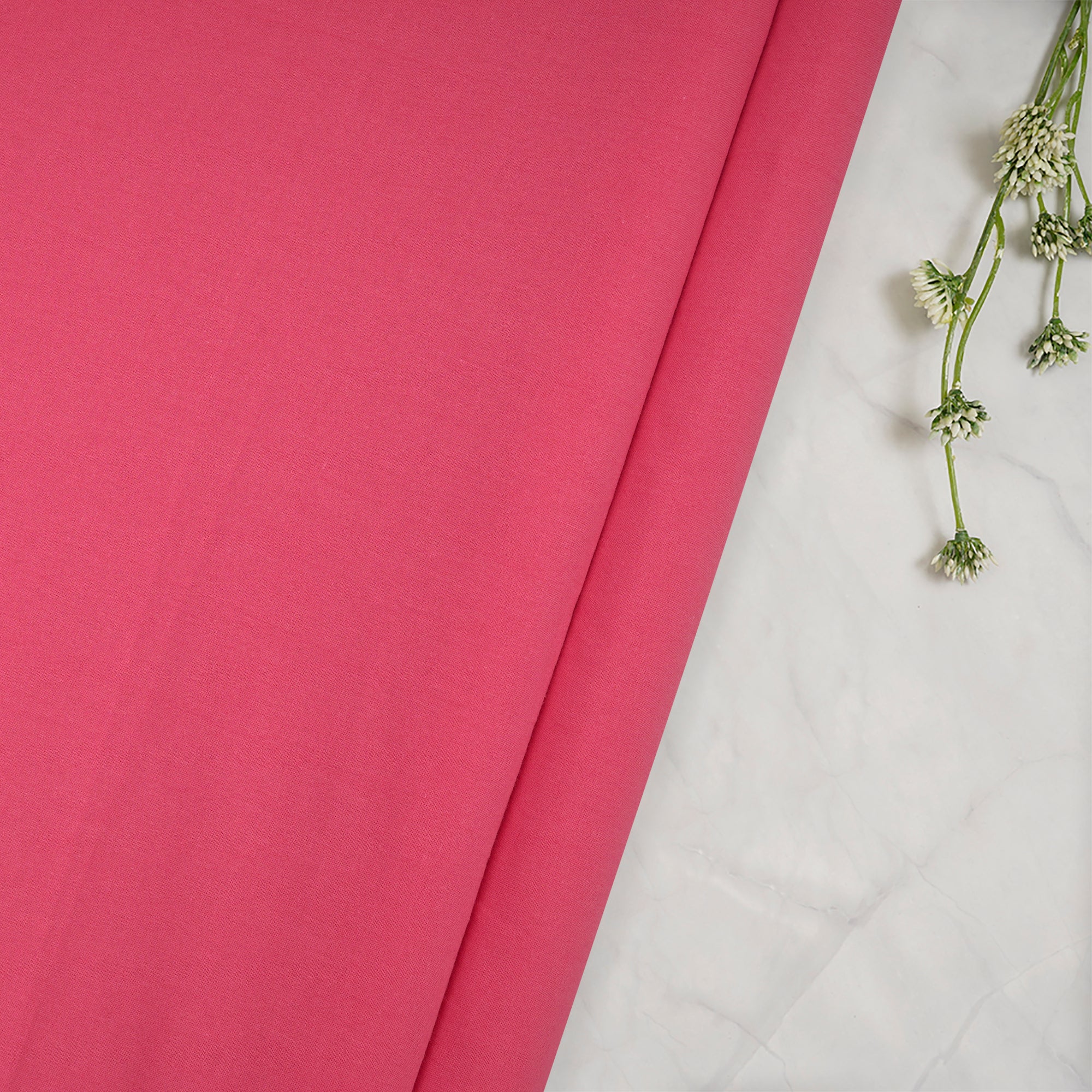 (Pre-Cut 2.60 Mtr)Hot Pink Piece Dyed Plain High Twist Cotton Voile Fabric