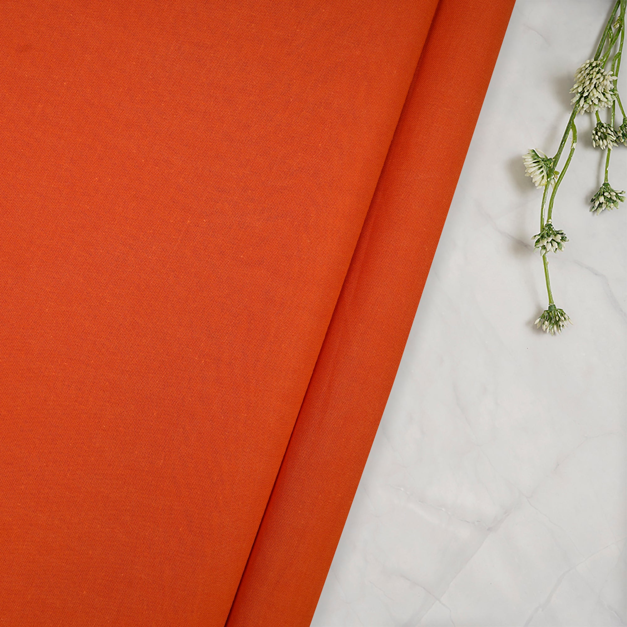 (Pre-Cut 3.00 Mtr)Orange Mill Dyed High Twist 2x2 Cotton Voile Fabric