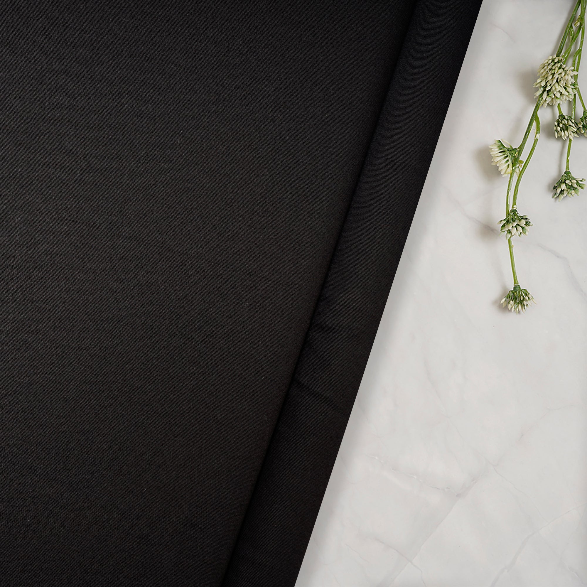 (Pre Cut 1 Mtr )Black Color Dyeable Cotton Lycra Fabric