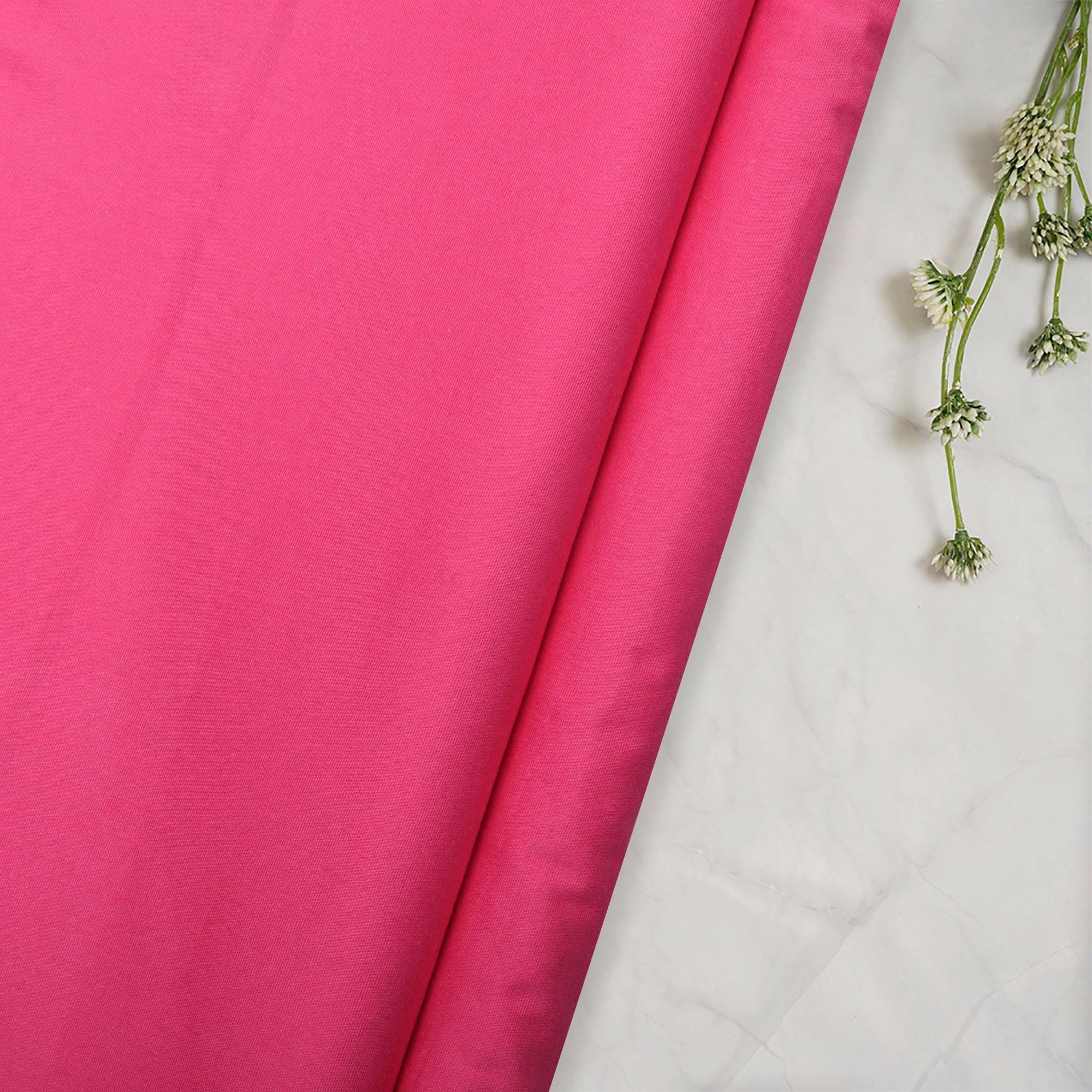 (Pre-Cut 1.10 Mtr)Pink Mill Dyed Cotton Lycra Fabric