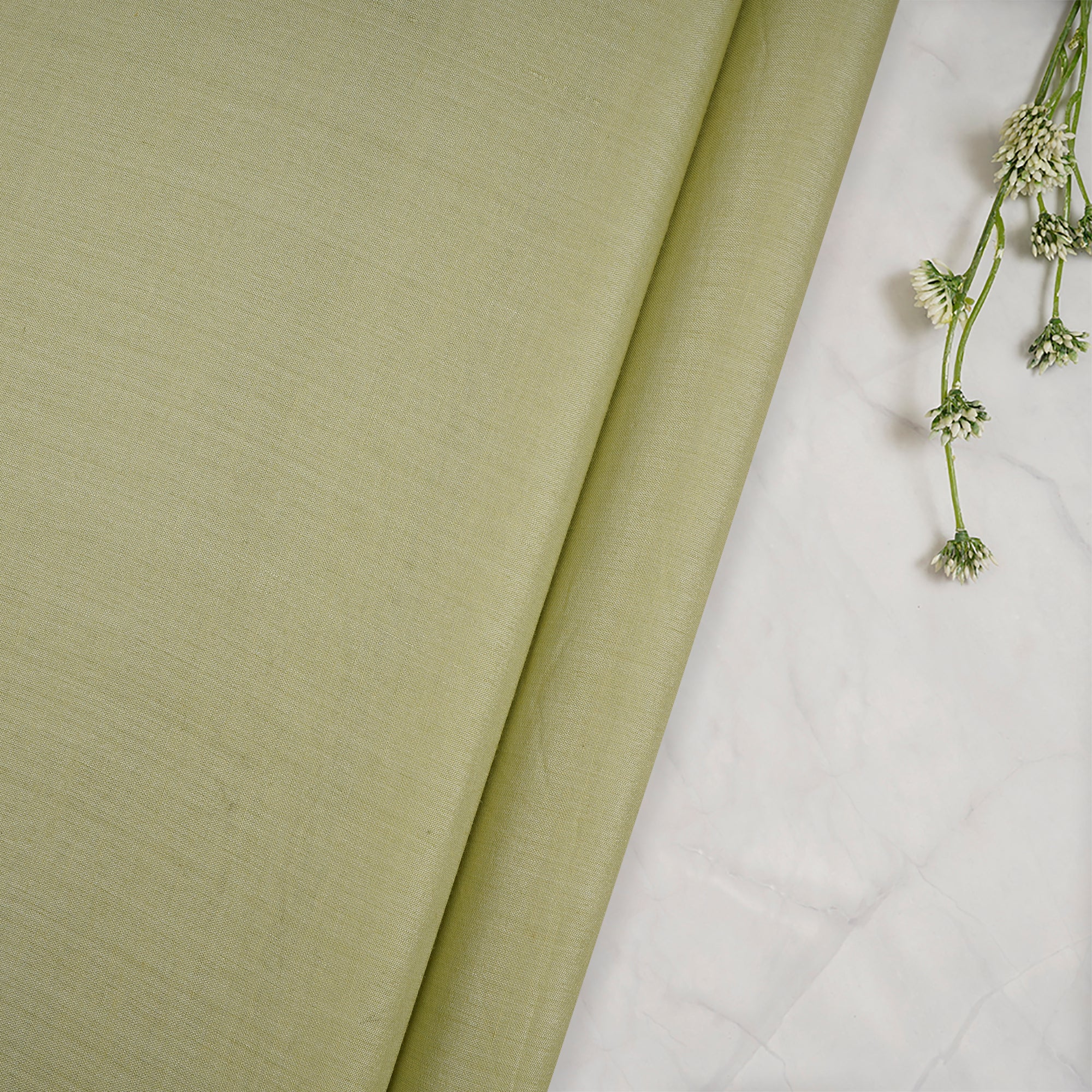 (Pre-Cut 3.00 Mtr)White Jade Piece Dyed Plain Silk Cotton Fabric