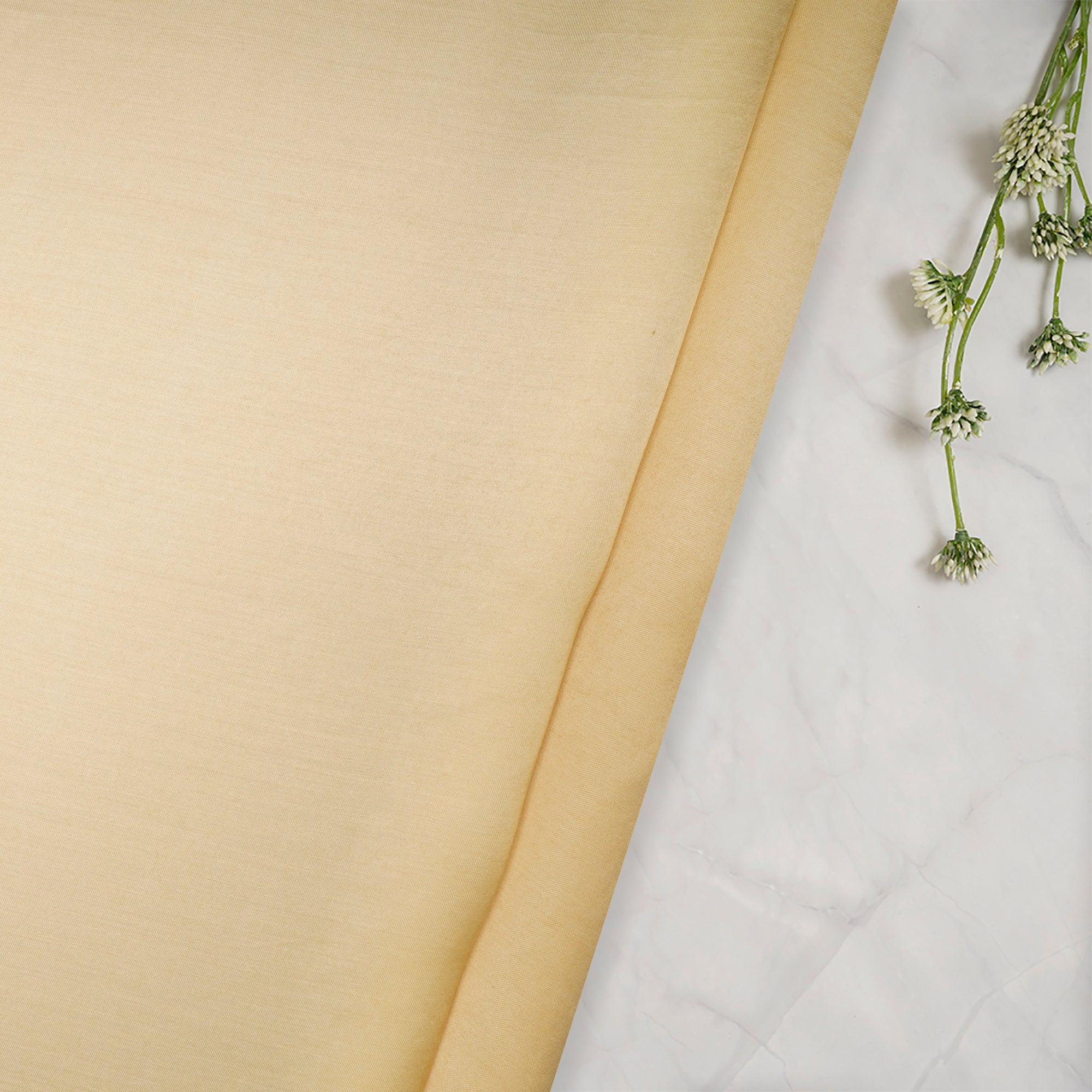 (Pre Cut 1 Mtr ) YellowColor Bemberg Modal Satin Fabric