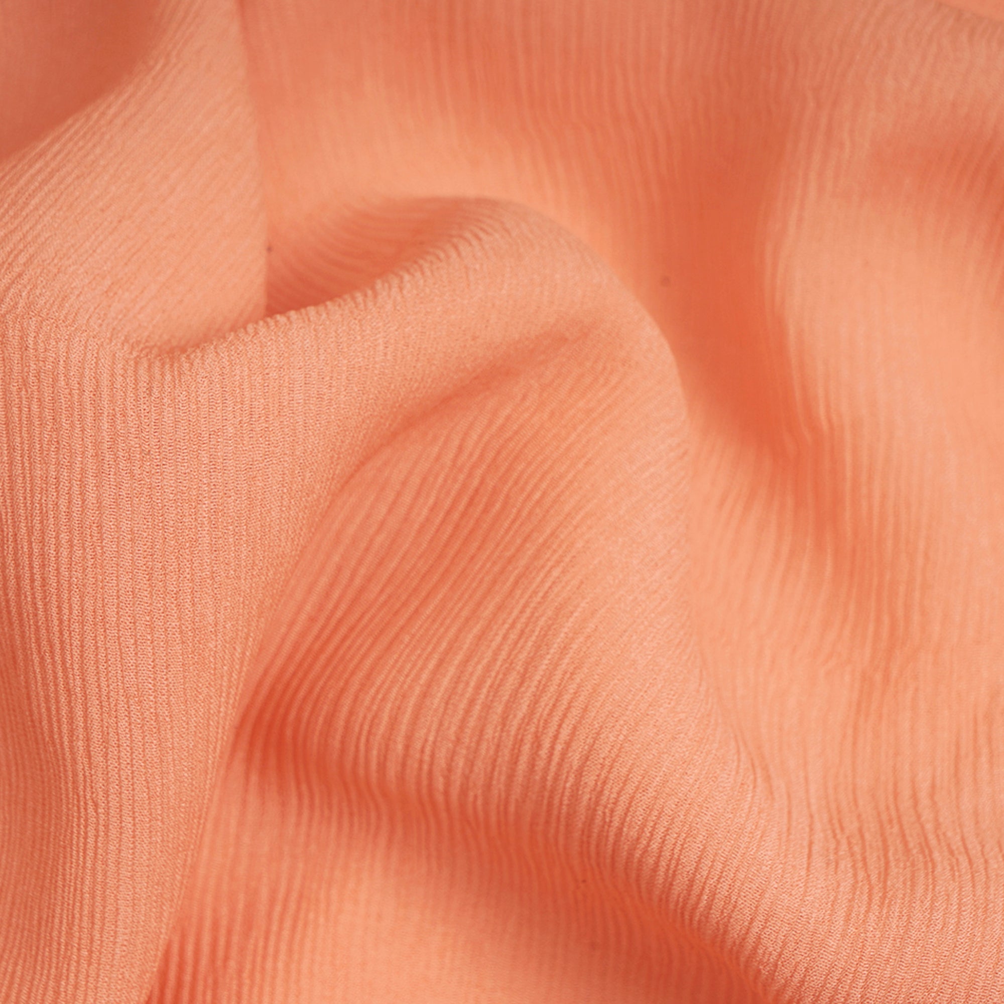 (Pre-Cut 3.75 Mtr)Coral Color Chiffon Silk Fabric