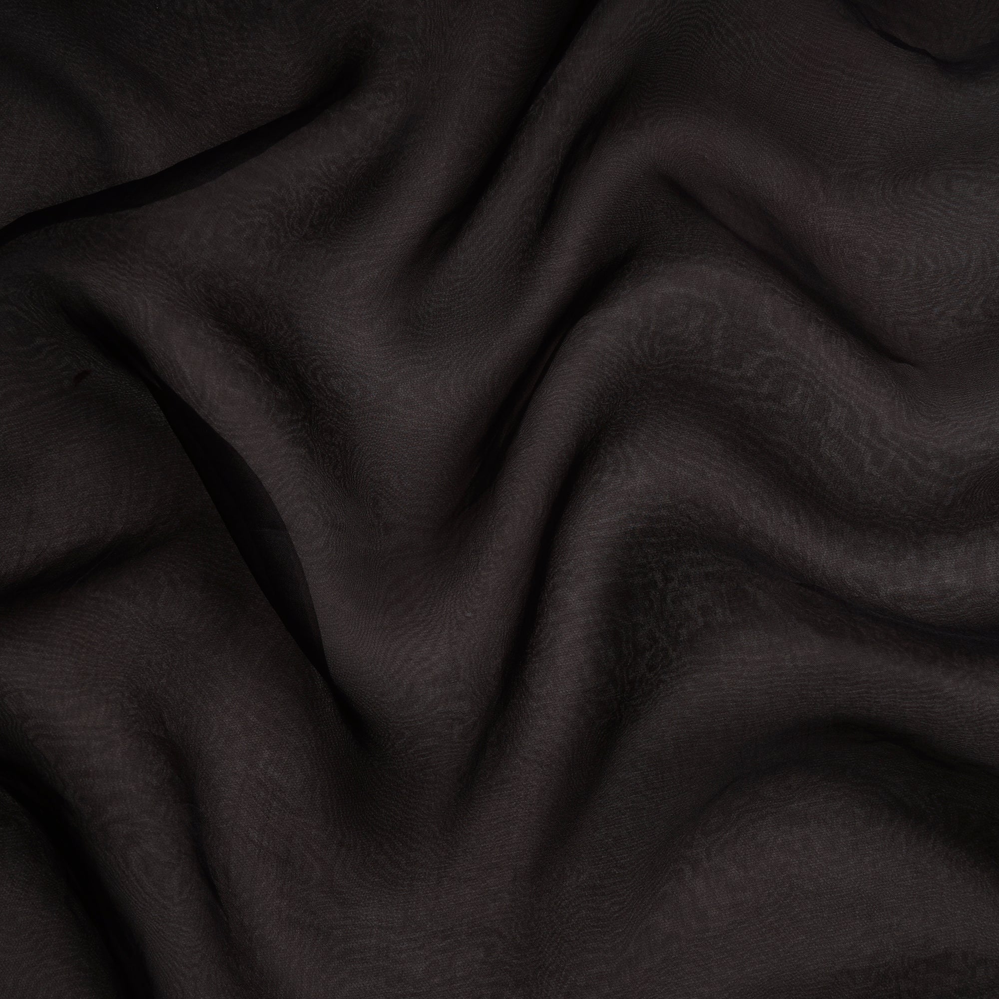 (Pre-Cut 2.00 Mtr)Brown Piece Dyed Plain Organza Fabric