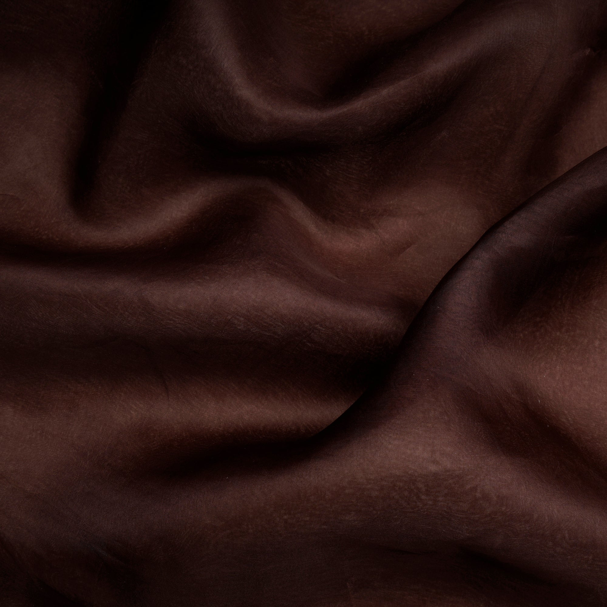 (Pre-Cut 3.90 Mtr)Brown Piece Dyed Organza Silk Fabric
