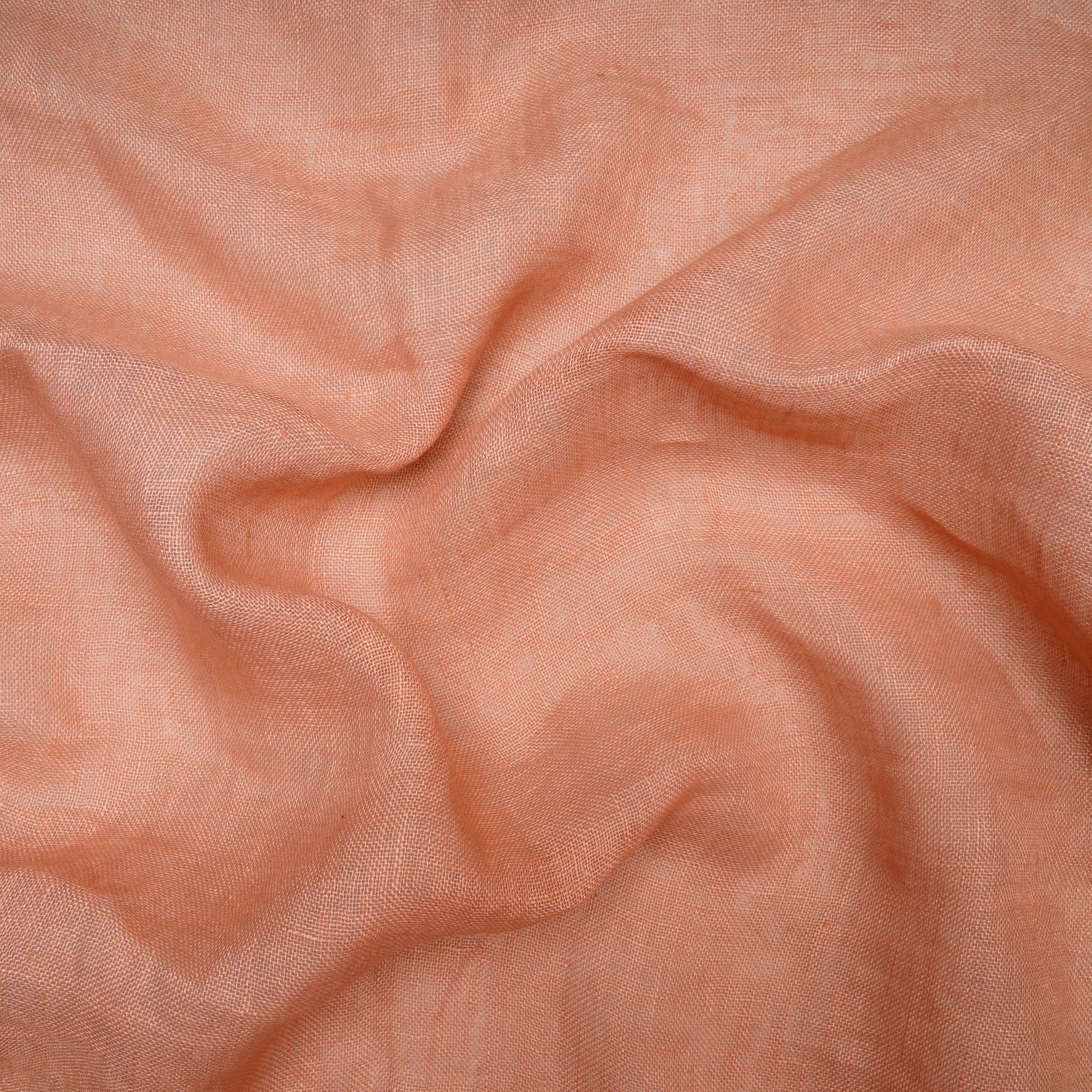 (Pre Cut 0.50 Mtr)Peachpuff Piece Dyed Gauge Linen Fabric with zari border