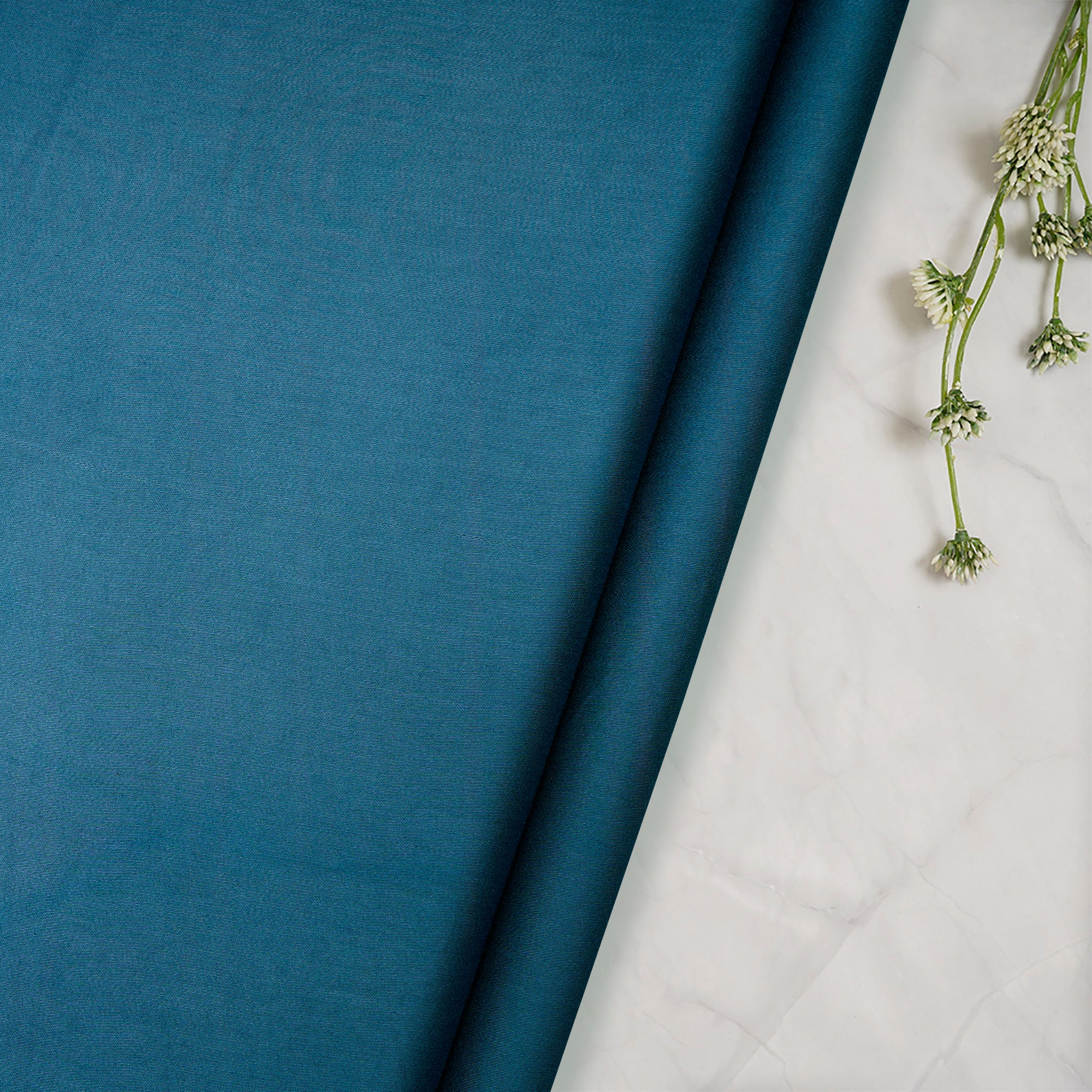 (Pre Cut 0.90 Mtr )Blue Mill Dyed Cotton Viscose Slub Fabric
