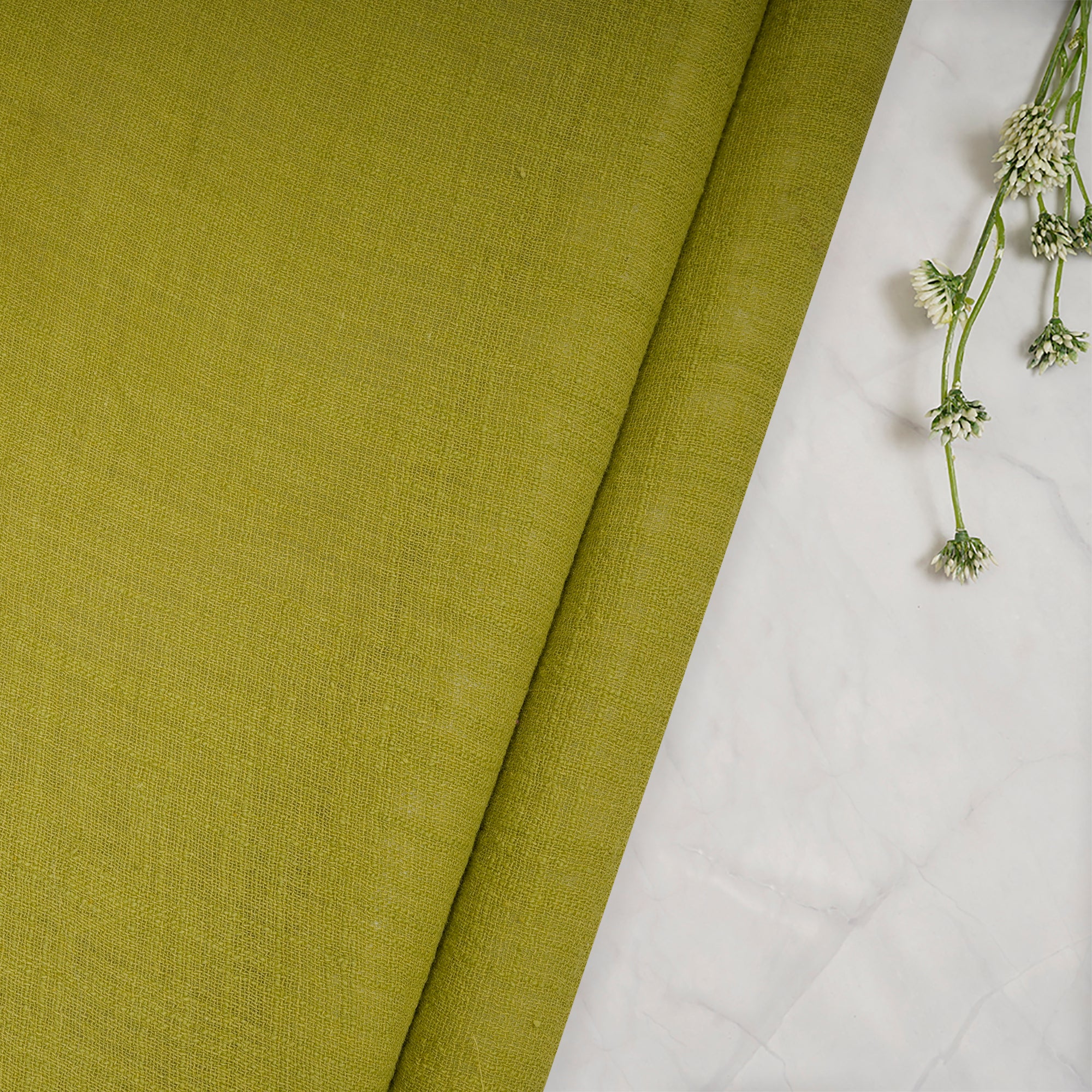 (Pre-Cut 1.00 Mtr)Green Mill Dyed Cotton Viscose Slub Fabric