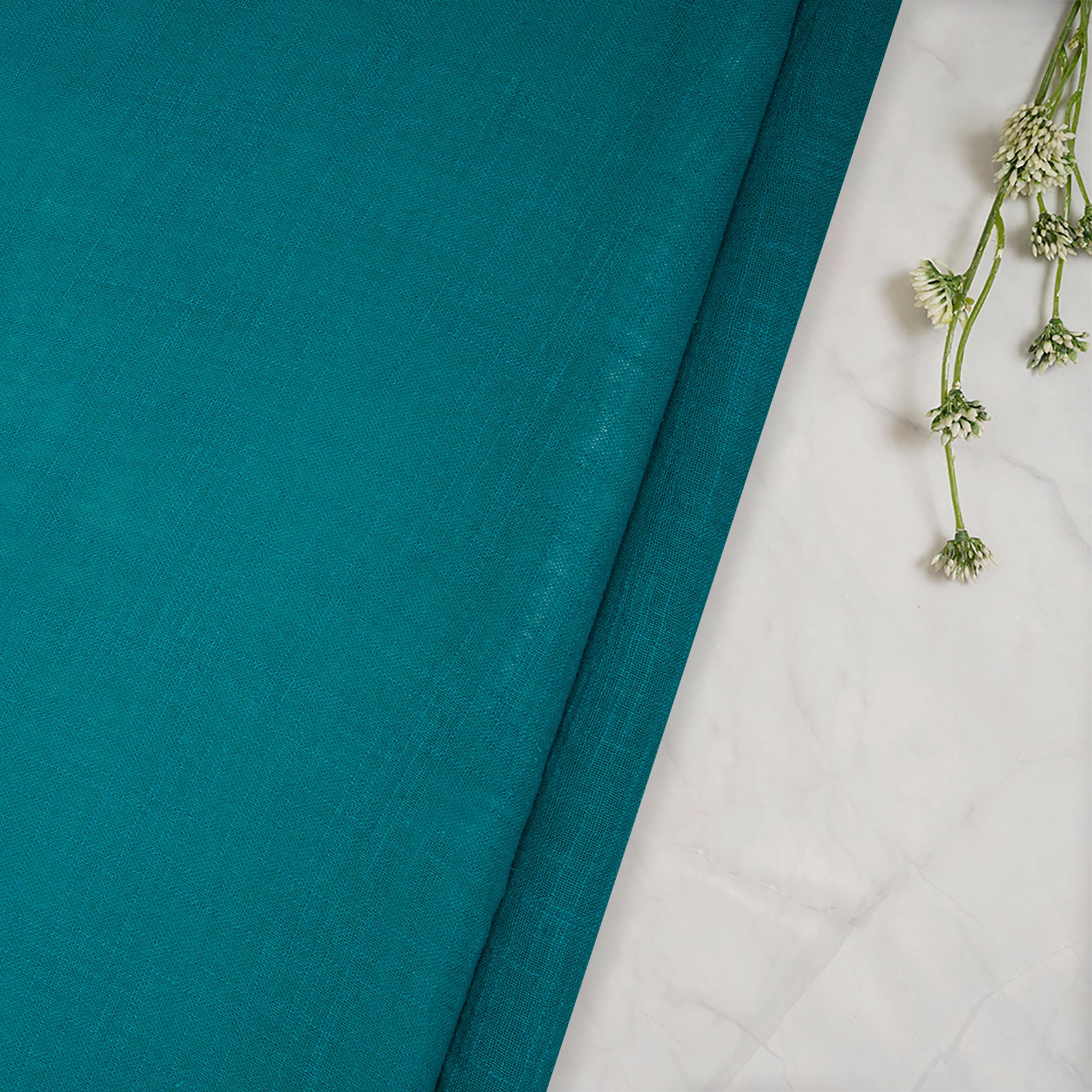 (Pre-Cut 1.00 Mtr) Rama Green Piece Dyed Plain Slub Cotton Fabric
