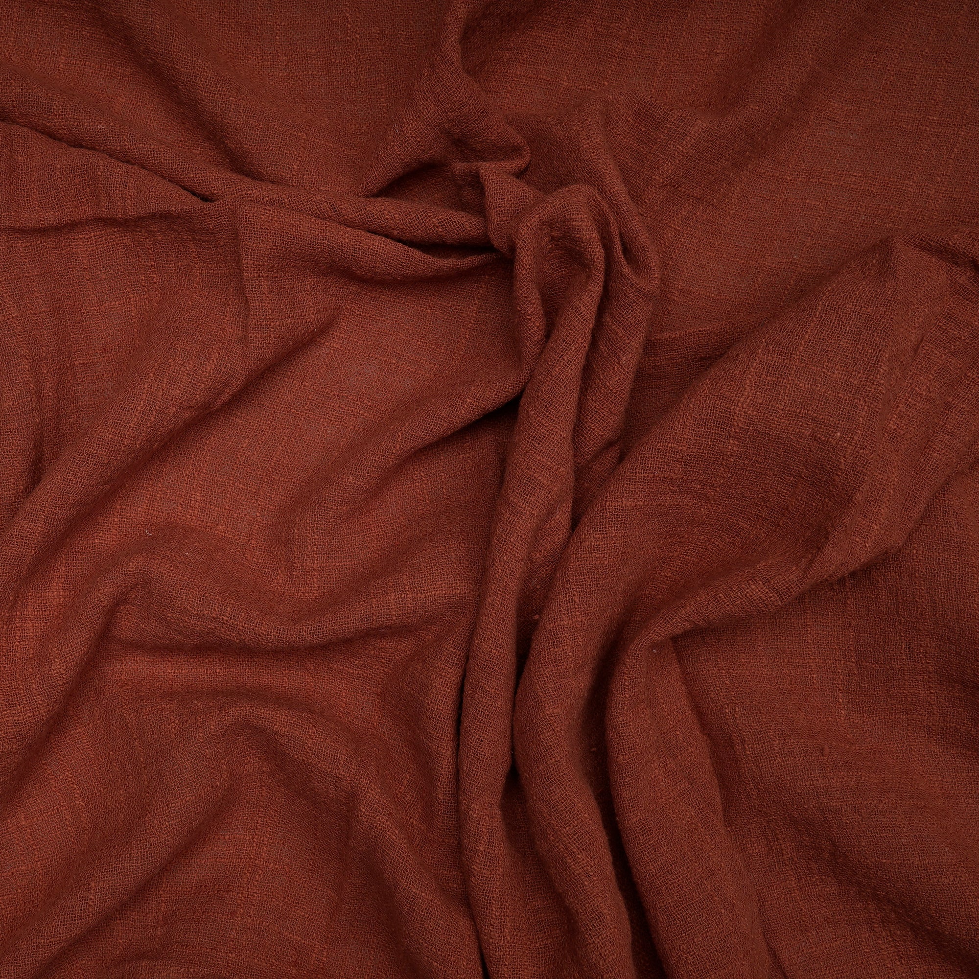 (Pre-Cut 1.00 Mtr)Brown Color Mill Dyed Cotton Viscose Slub Fabric