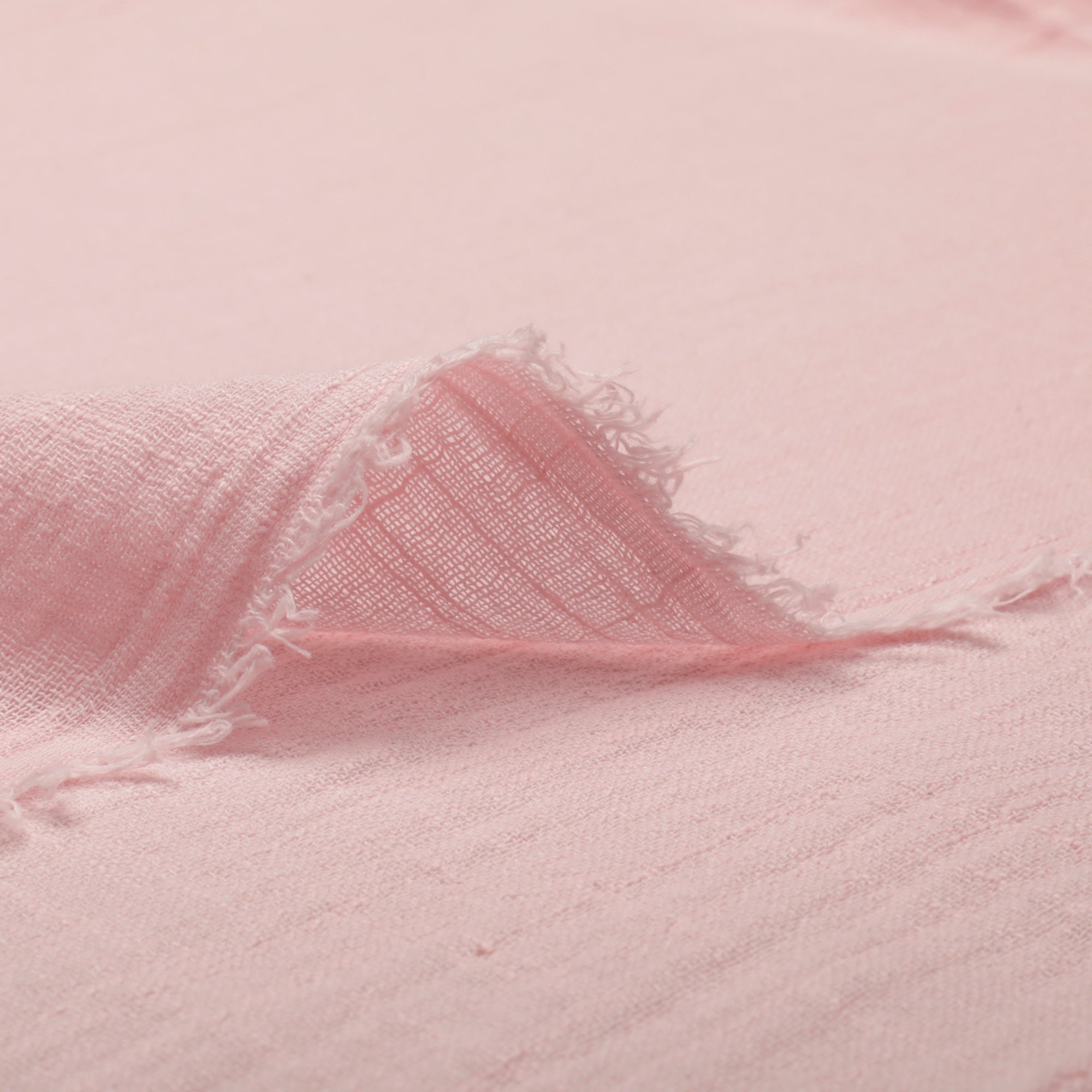 (Pre-Cut 2.45 Mtr)Baby Pink Color Mill Dyed Cotton Viscose Slub Fabric