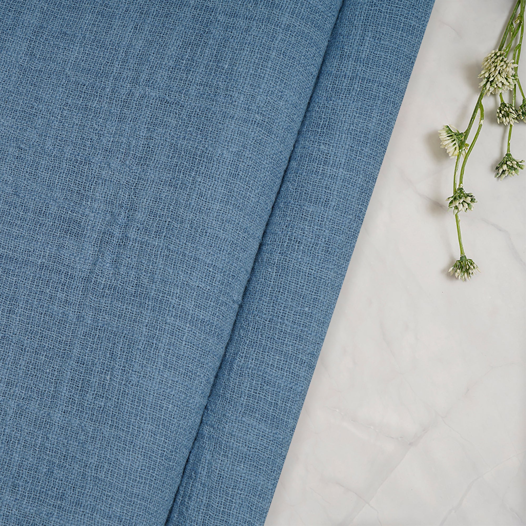 (Pre-Cut 3.00 Mtr)Ice Wash Mill Dyed Plain Cotton Matka Slub Fabric