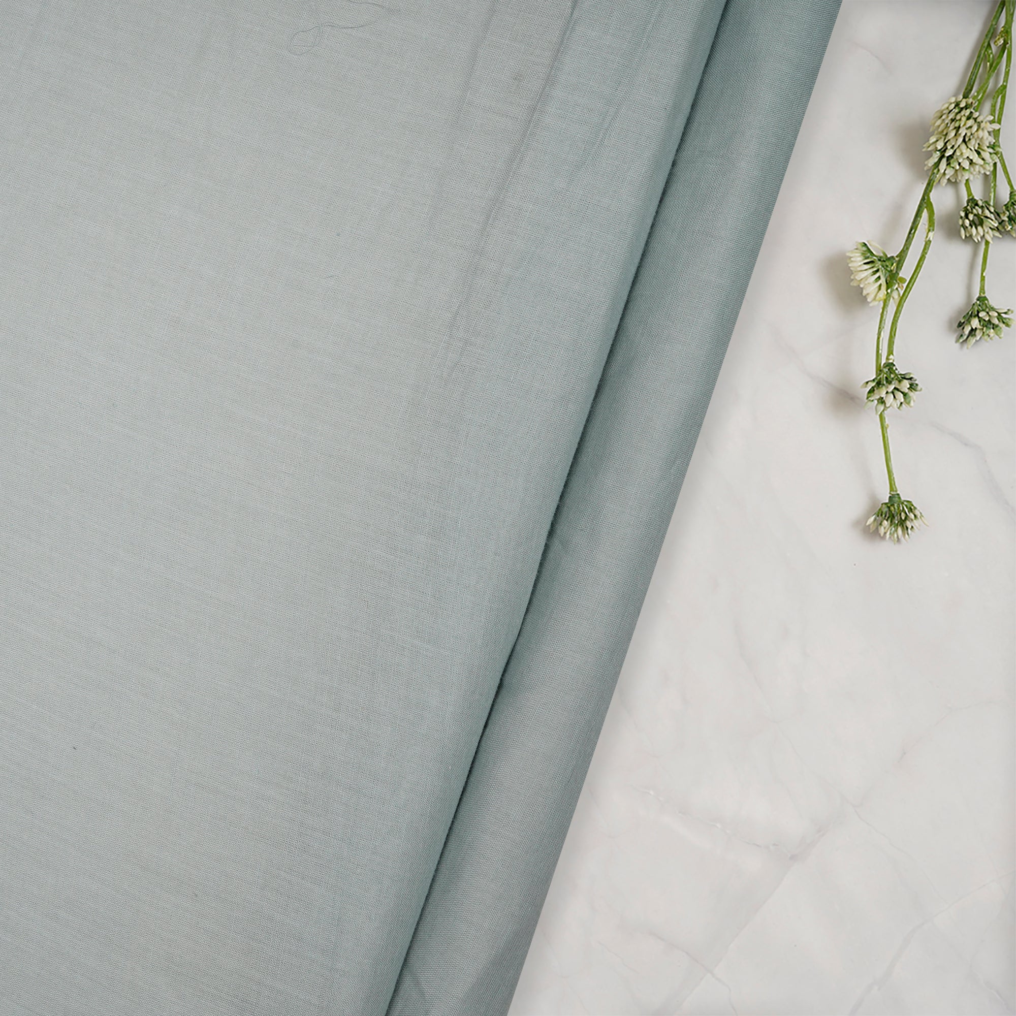 (Pre-Cut 0.80 Mtr)Cloudy Grey Color Cotton Mulmul Fabric