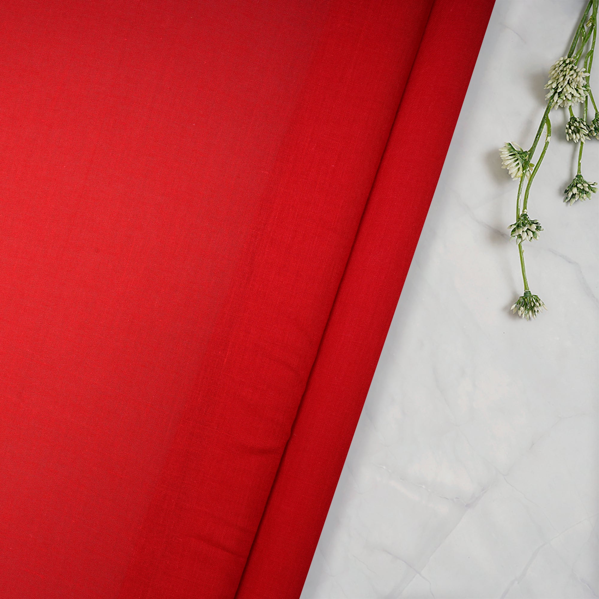 (Pre Cut 1 Mtr )Red Plain Cotton Voile Fabric