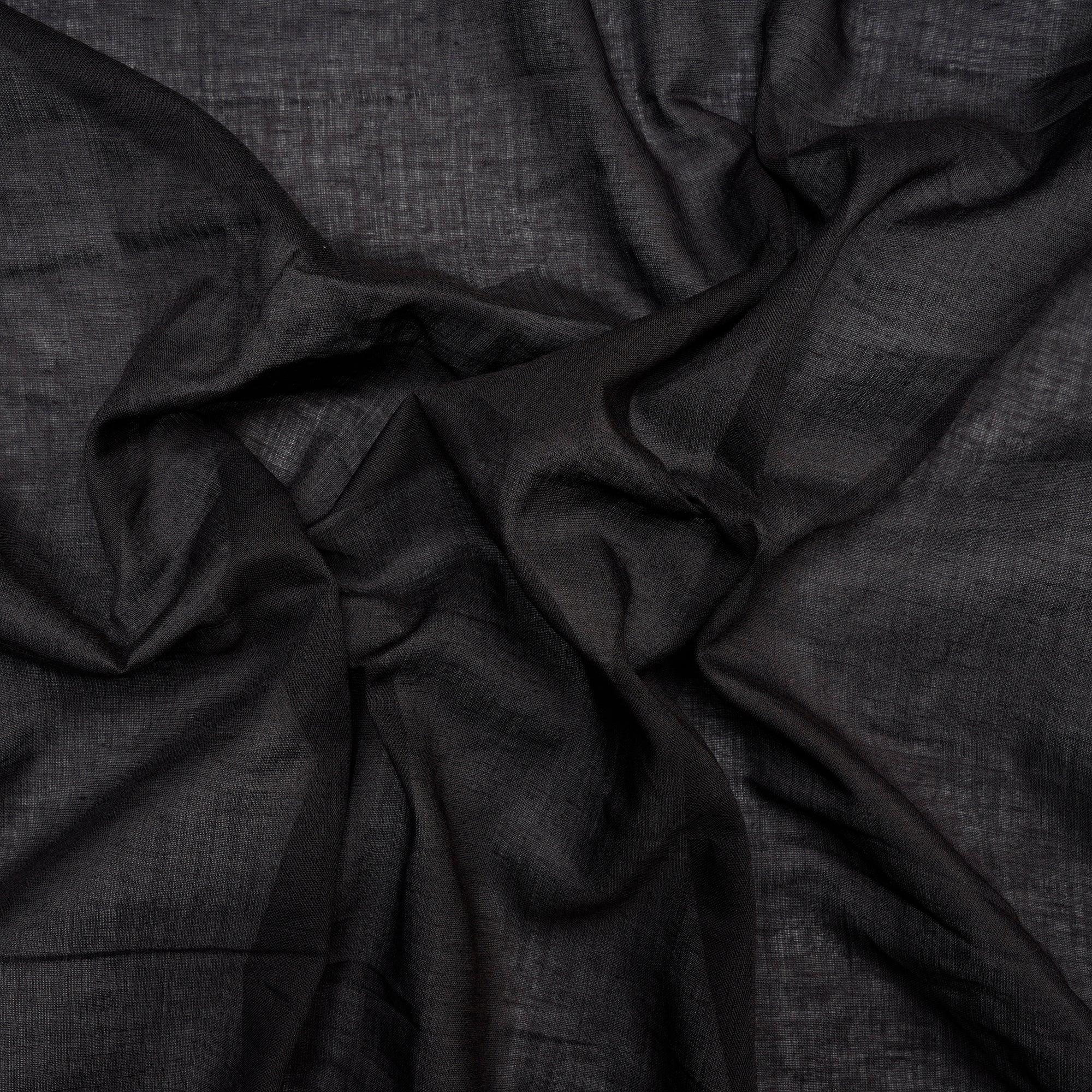 (Pre Cut 1 Mtr )Black Color Cotton Voile Fabric