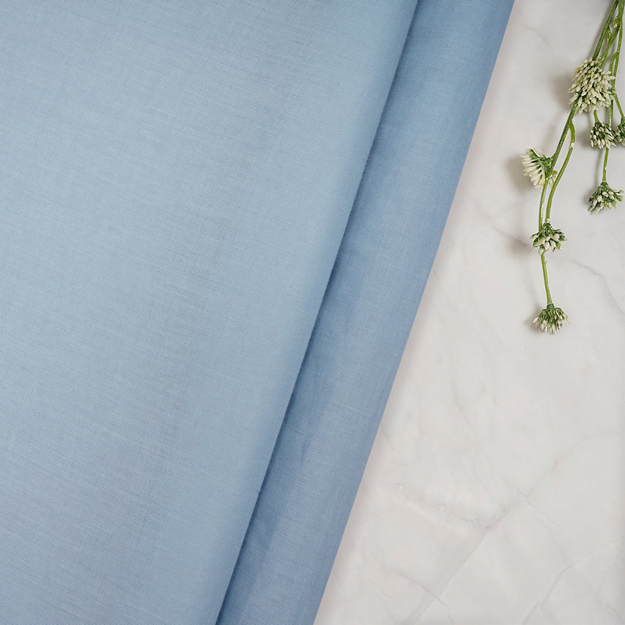 (Pre-Cut 1.50 Mtr)Ice Blue Plain Cotton Fabric
