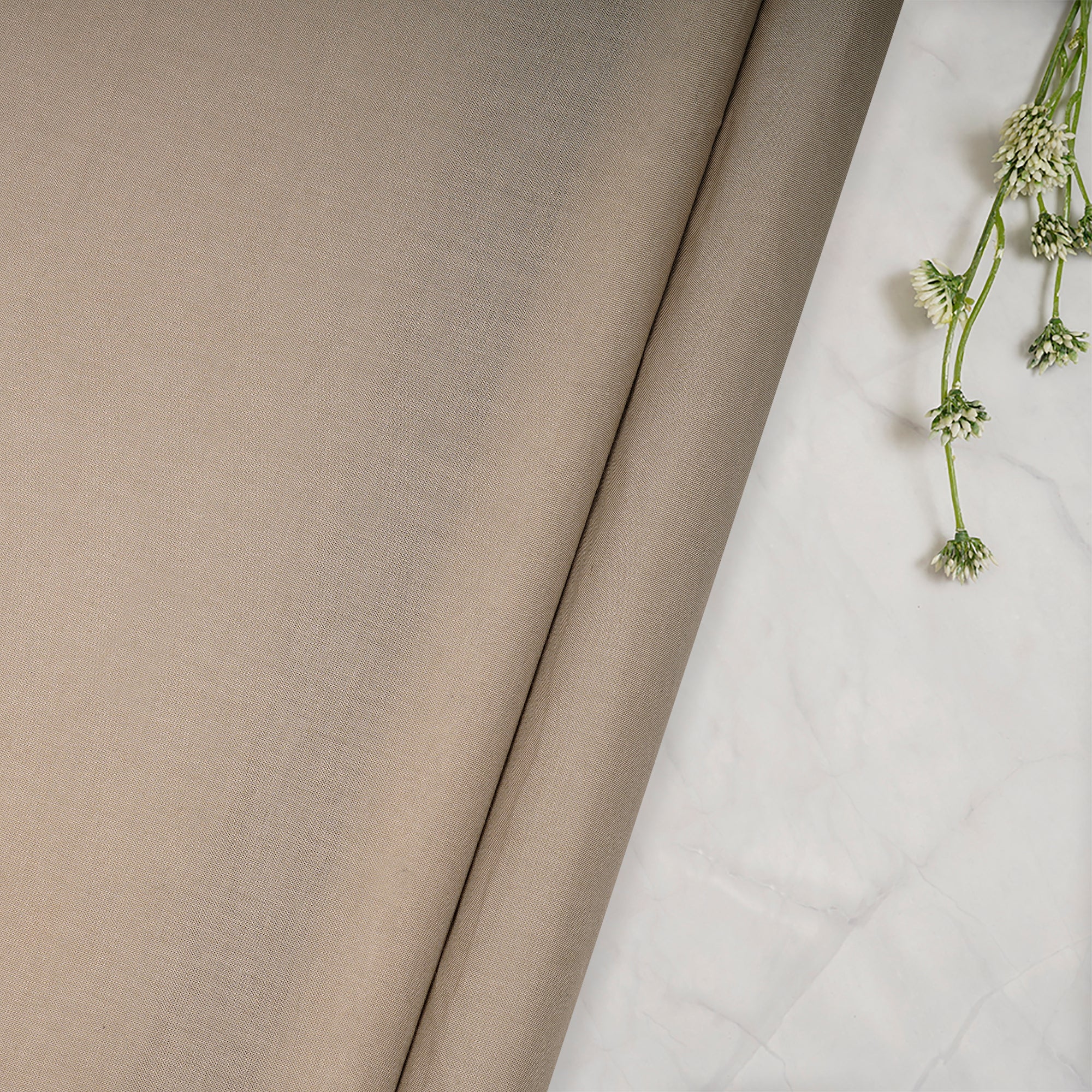 (Pre-Cut 1.75 Mtr)Ecru Piece Dyed Plain Cotton Mulmul Fabric