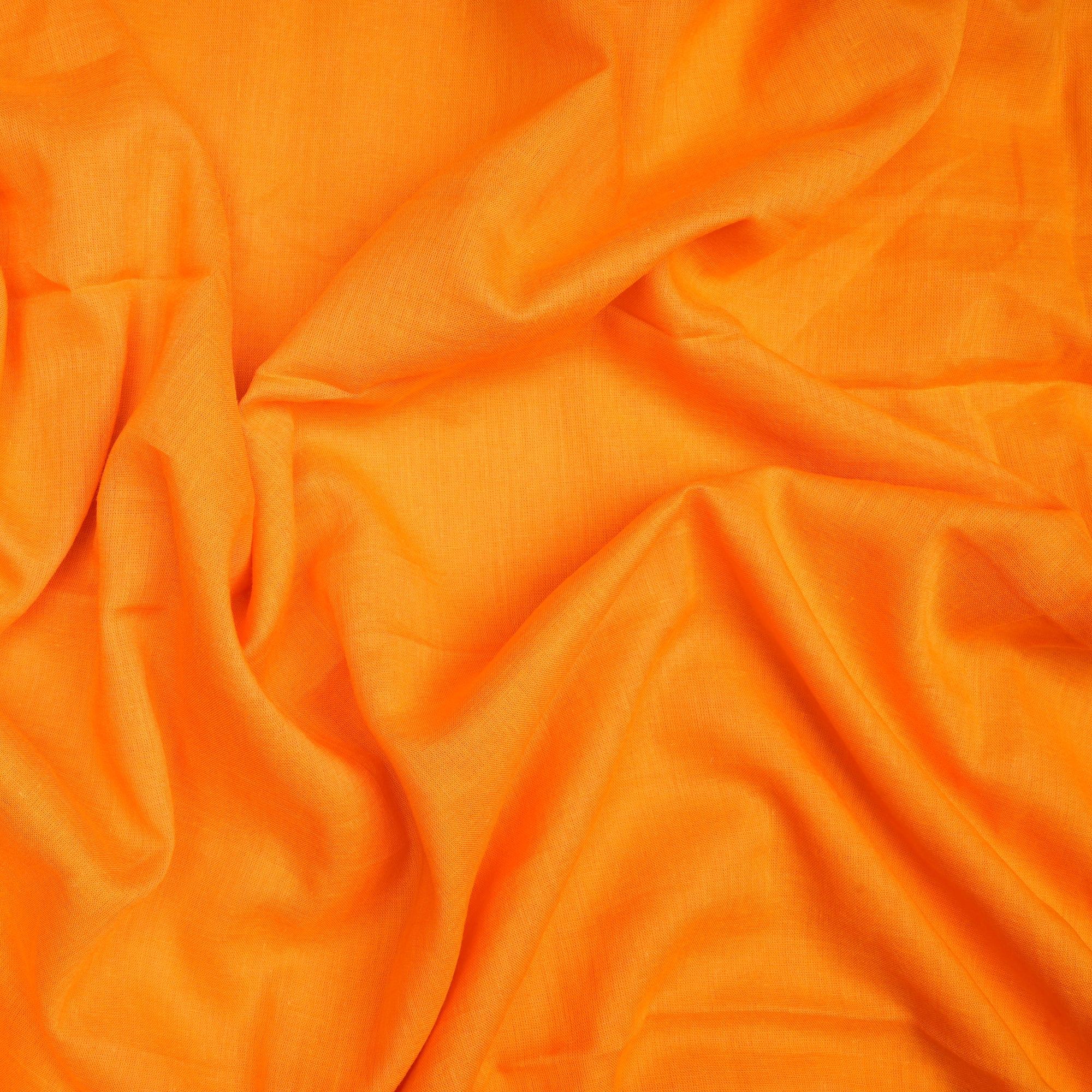 (Pre-Cut 1.90 Mtr)Orange Color Piece Dyed Cotton Mulmul Fabric