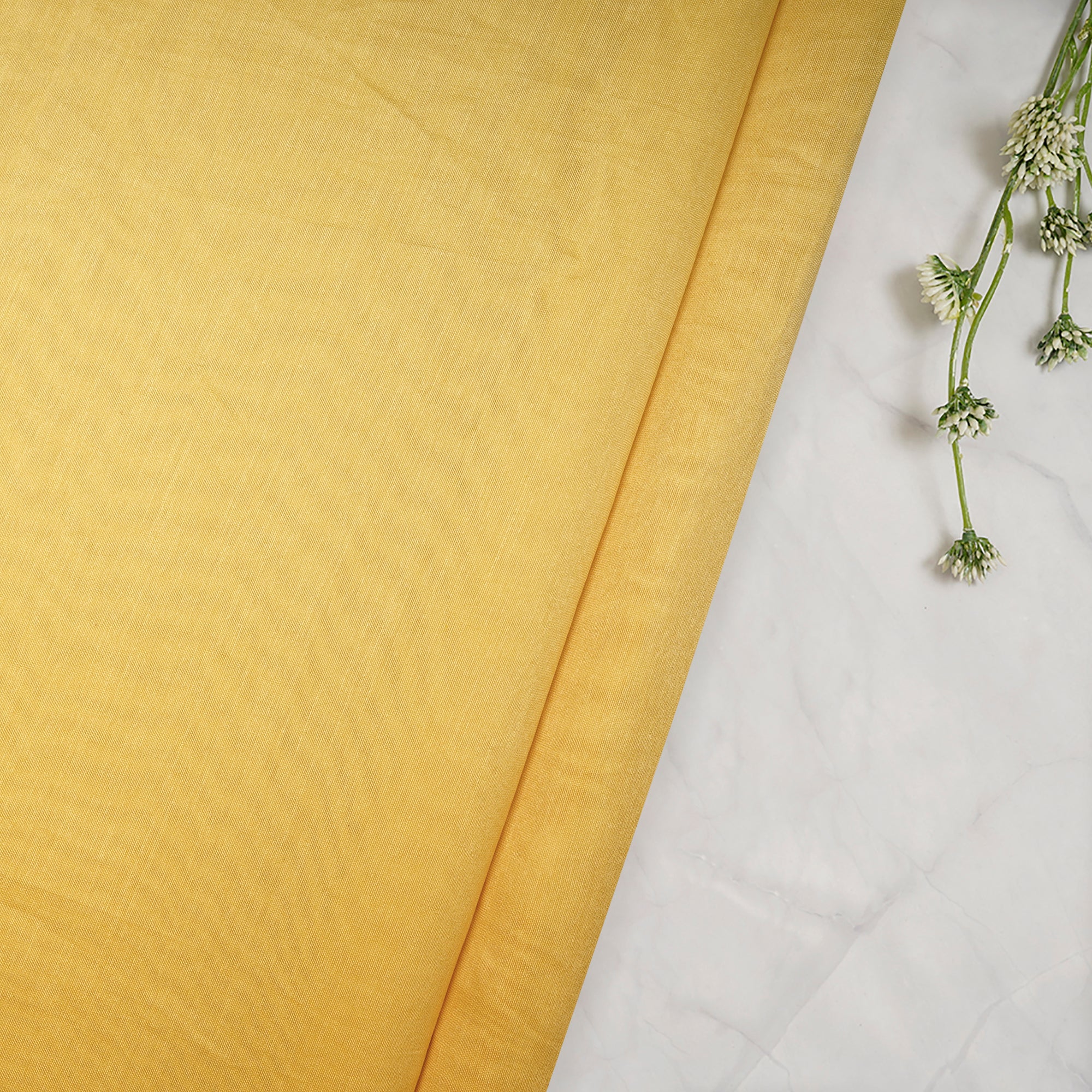 (Pre-Cut 1.40 Mtr)Yellow Piece Dyed Rapier Chanderi Fabric