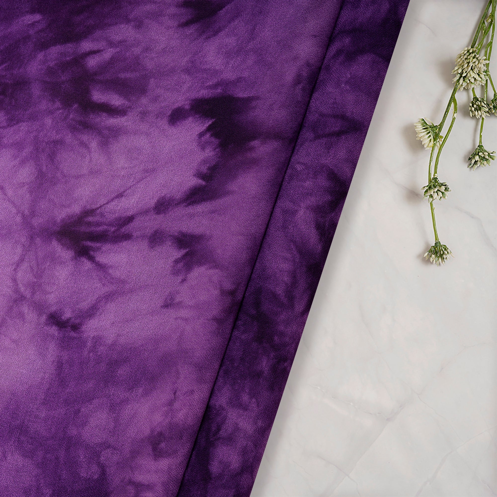 (Pre Cut 0.60 Mtr ) Purple Handcrafted Batik Printed Cotton Fabric